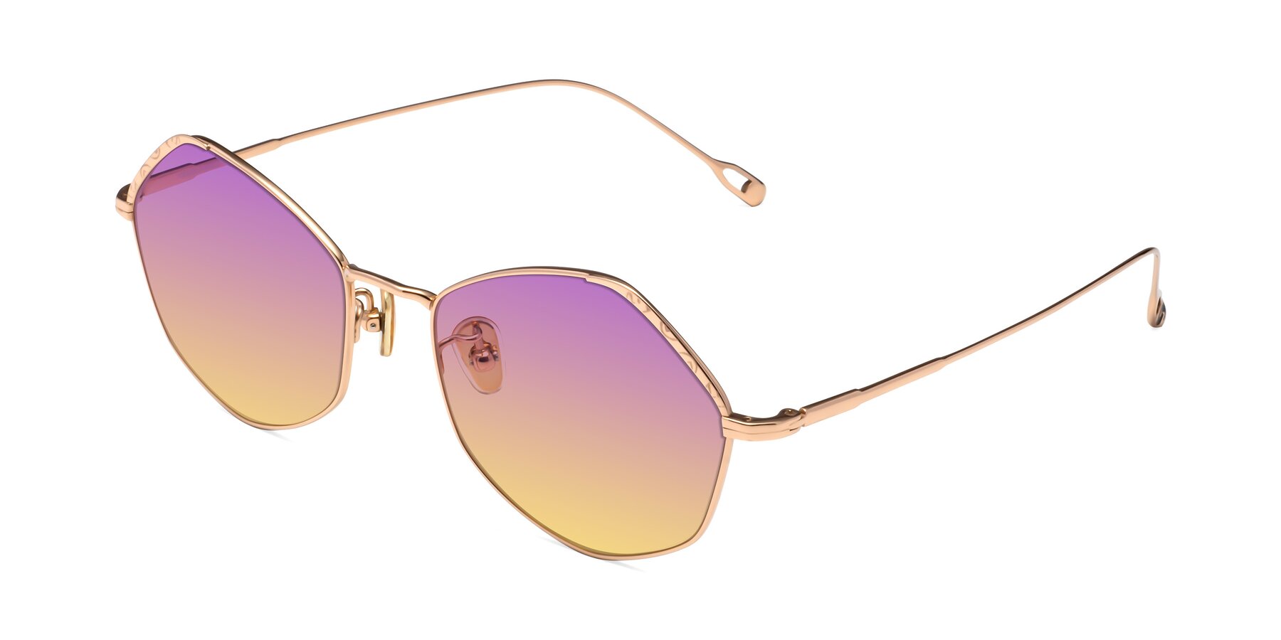 Angle of Phoenix in Rose Gold with Purple / Yellow Gradient Lenses