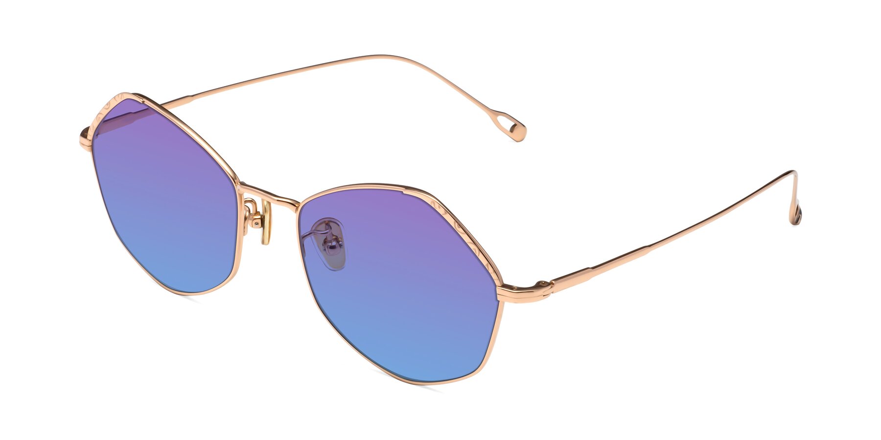 Angle of Phoenix in Rose Gold with Purple / Blue Gradient Lenses