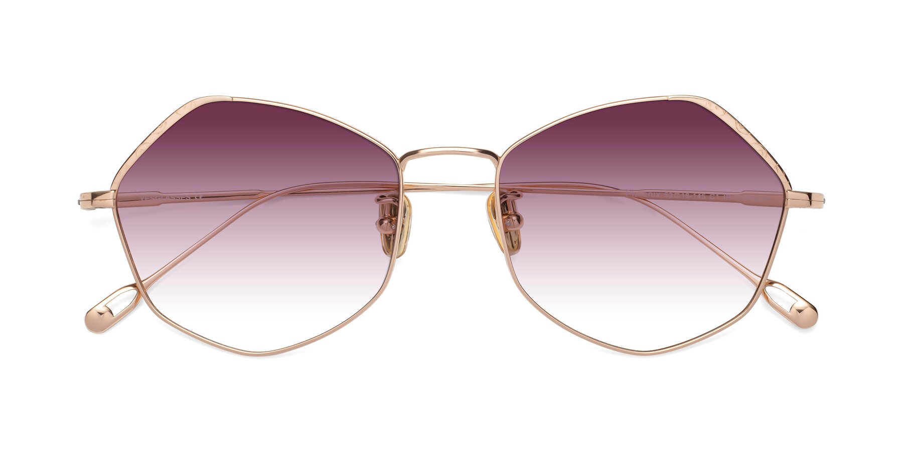 Folded Front of Phoenix in Rose Gold with Wine Gradient Lenses