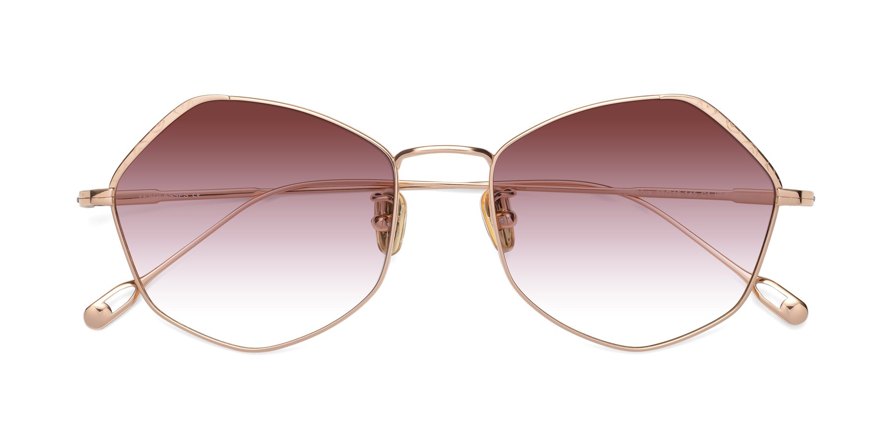 Folded Front of Phoenix in Rose Gold with Garnet Gradient Lenses