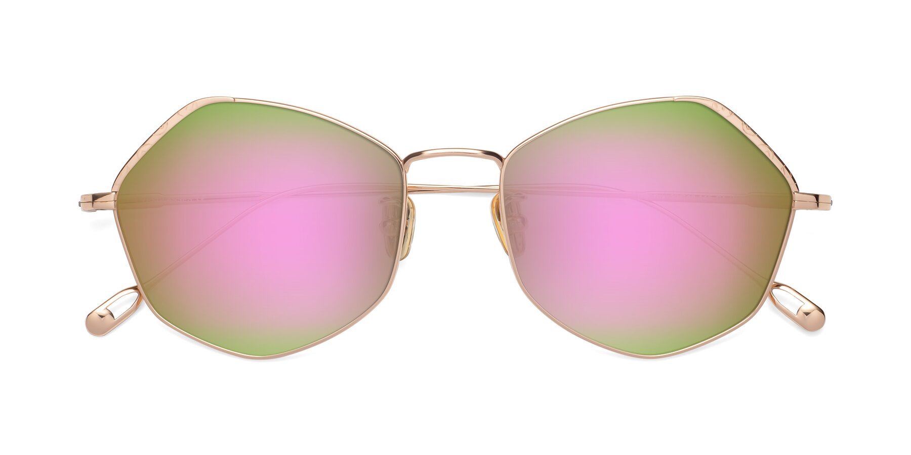 Folded Front of Phoenix in Rose Gold with Pink Mirrored Lenses