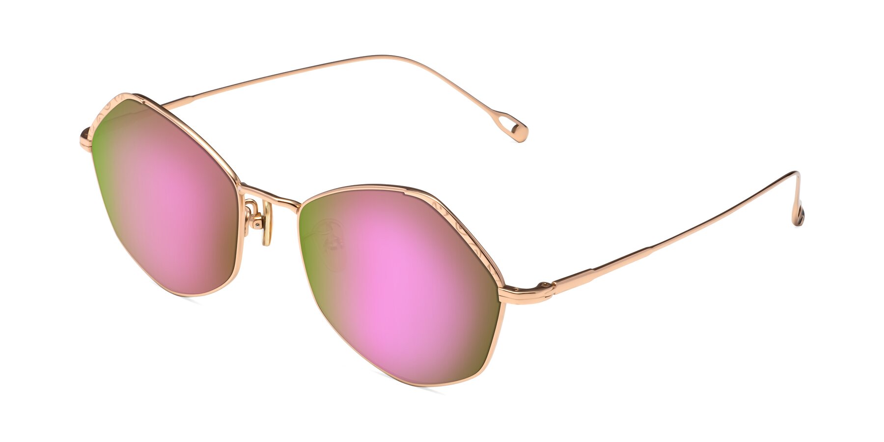 Angle of Phoenix in Rose Gold with Pink Mirrored Lenses