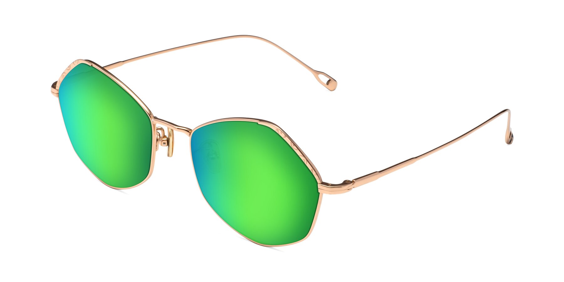 Angle of Phoenix in Rose Gold with Green Mirrored Lenses