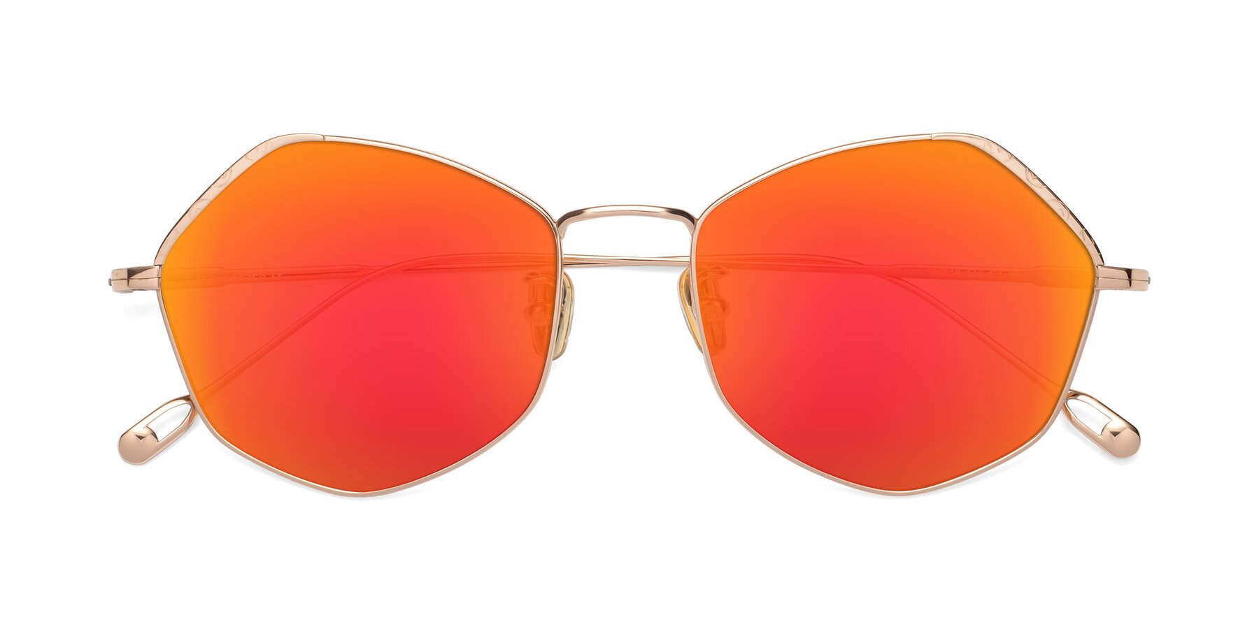 Folded Front of Phoenix in Rose Gold with Red Gold Mirrored Lenses