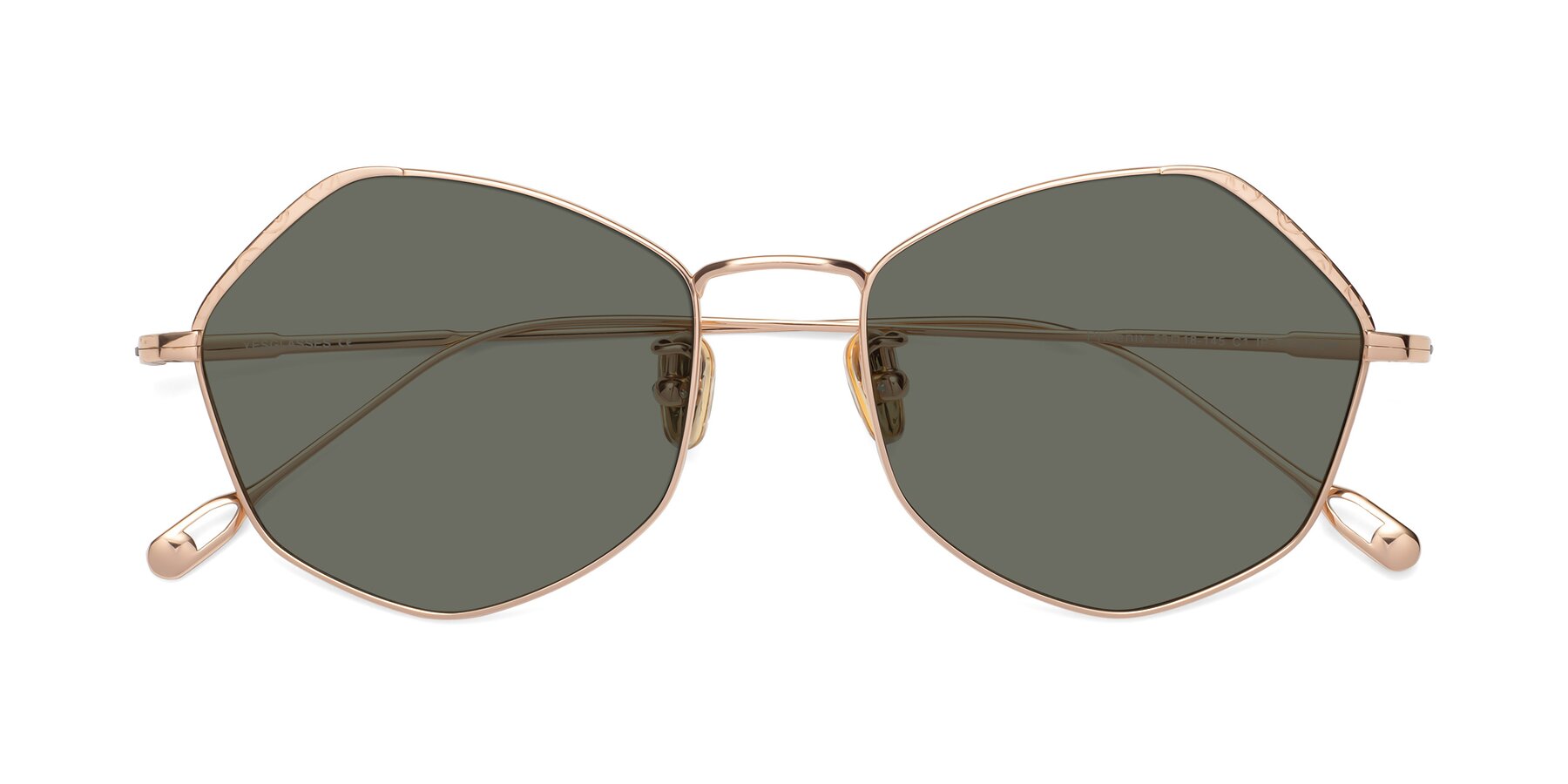 Folded Front of Phoenix in Rose Gold with Gray Polarized Lenses