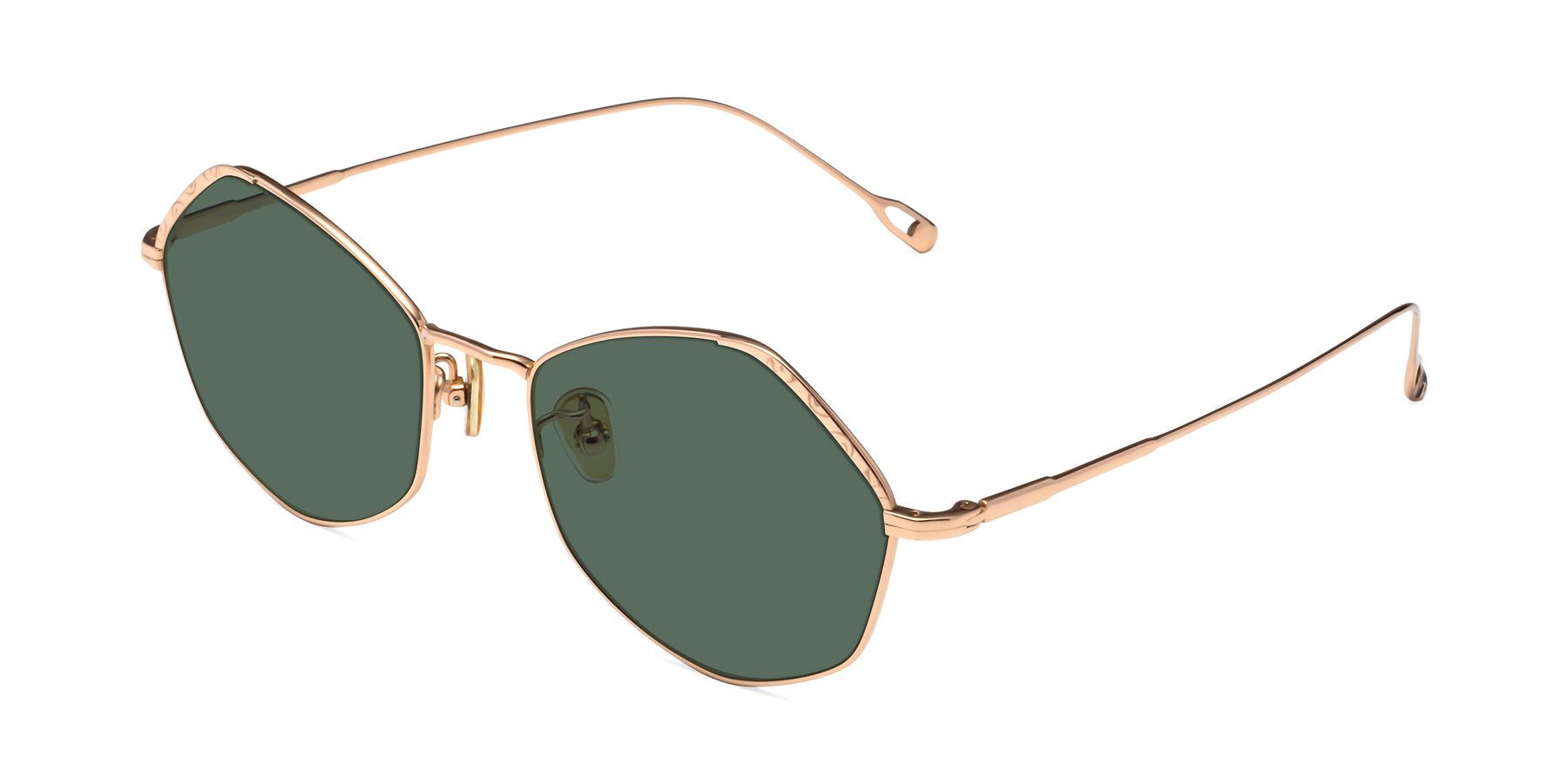 Angle of Phoenix in Rose Gold with Green Polarized Lenses