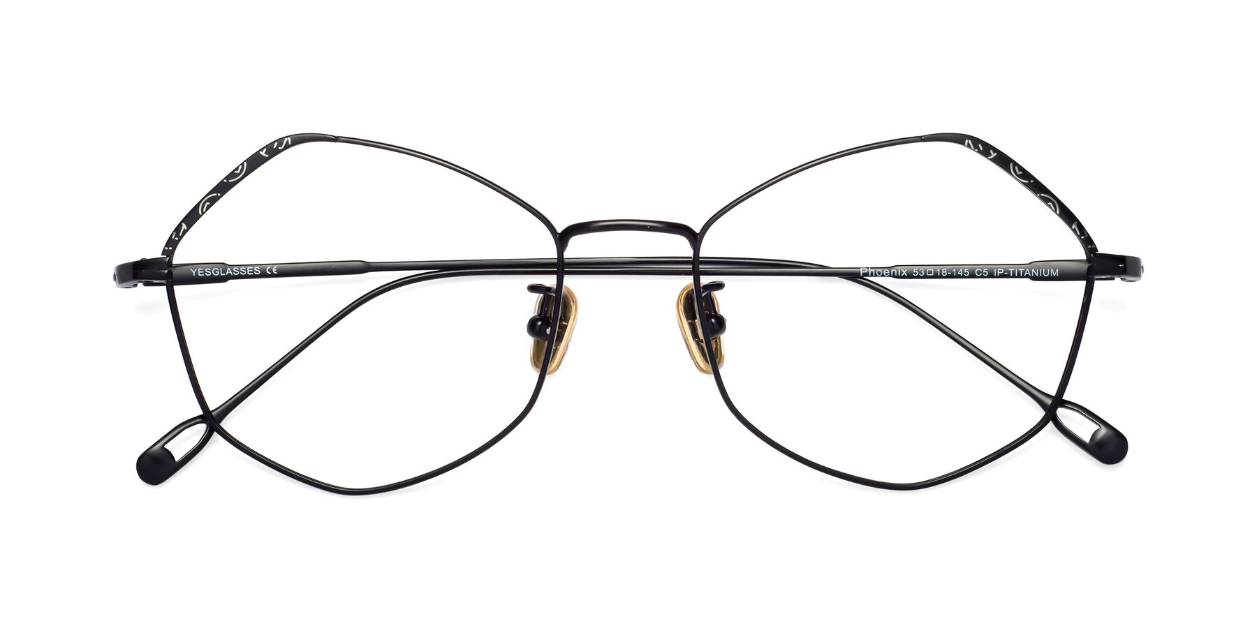 Folded Front of Phoenix in Black with Clear Reading Eyeglass Lenses