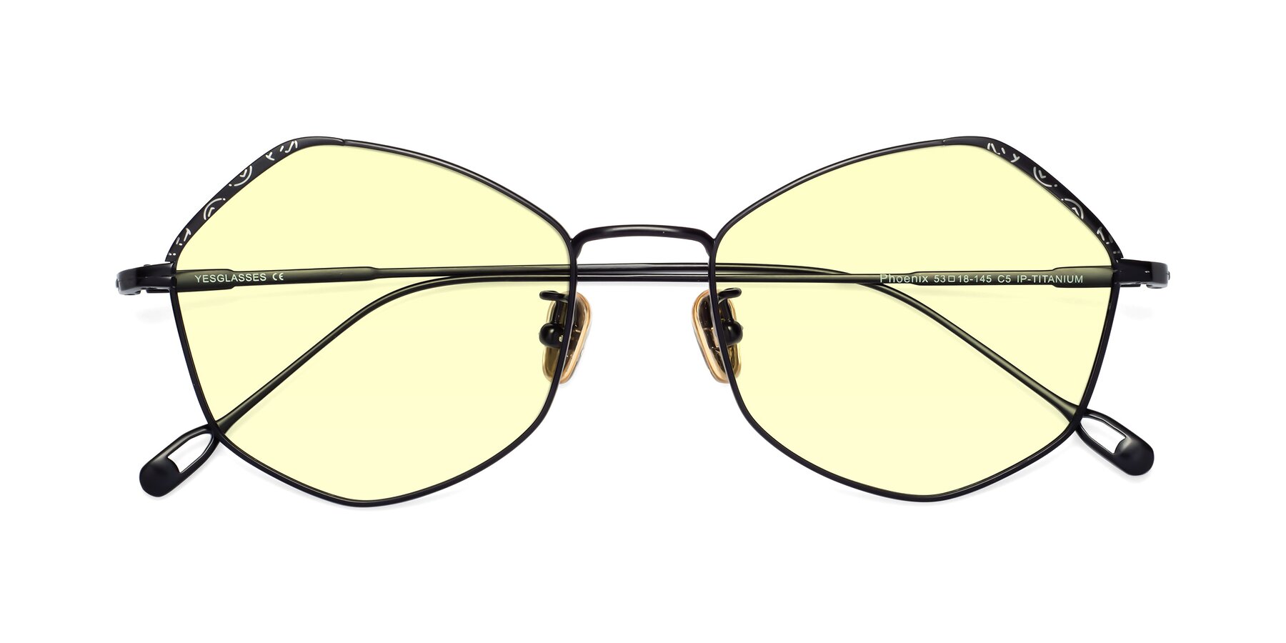 Folded Front of Phoenix in Black with Light Yellow Tinted Lenses
