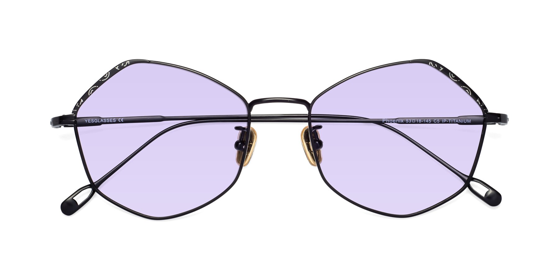 Folded Front of Phoenix in Black with Light Purple Tinted Lenses