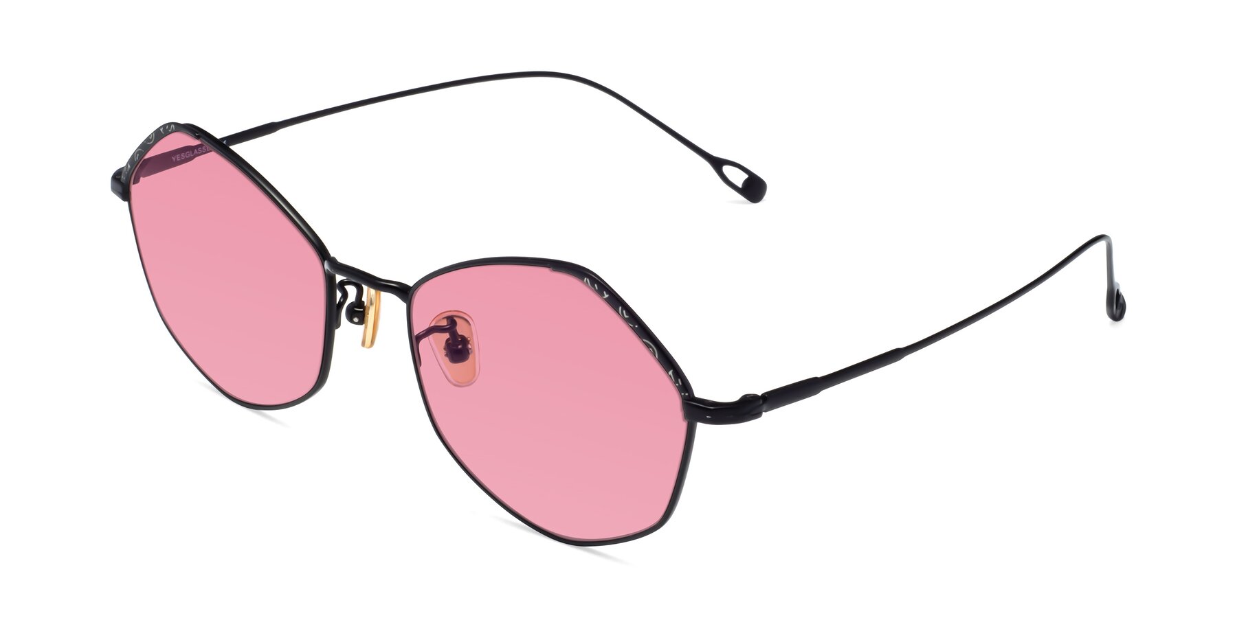 Angle of Phoenix in Black with Pink Tinted Lenses