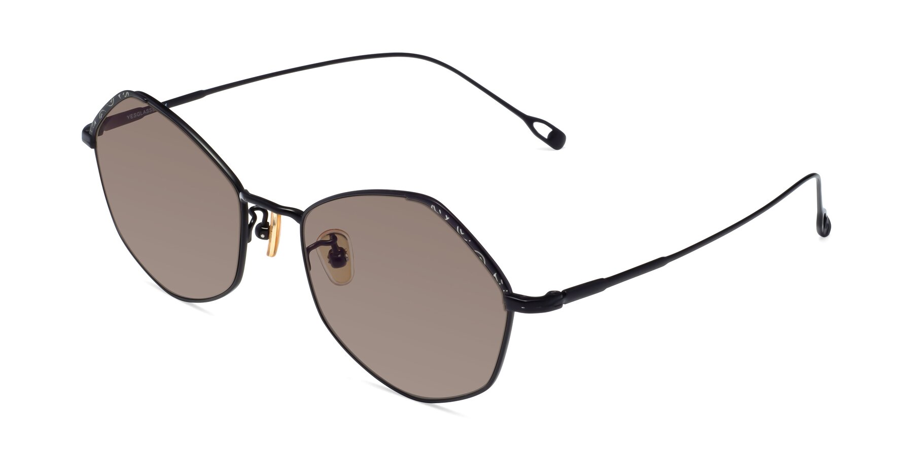 Angle of Phoenix in Black with Medium Brown Tinted Lenses
