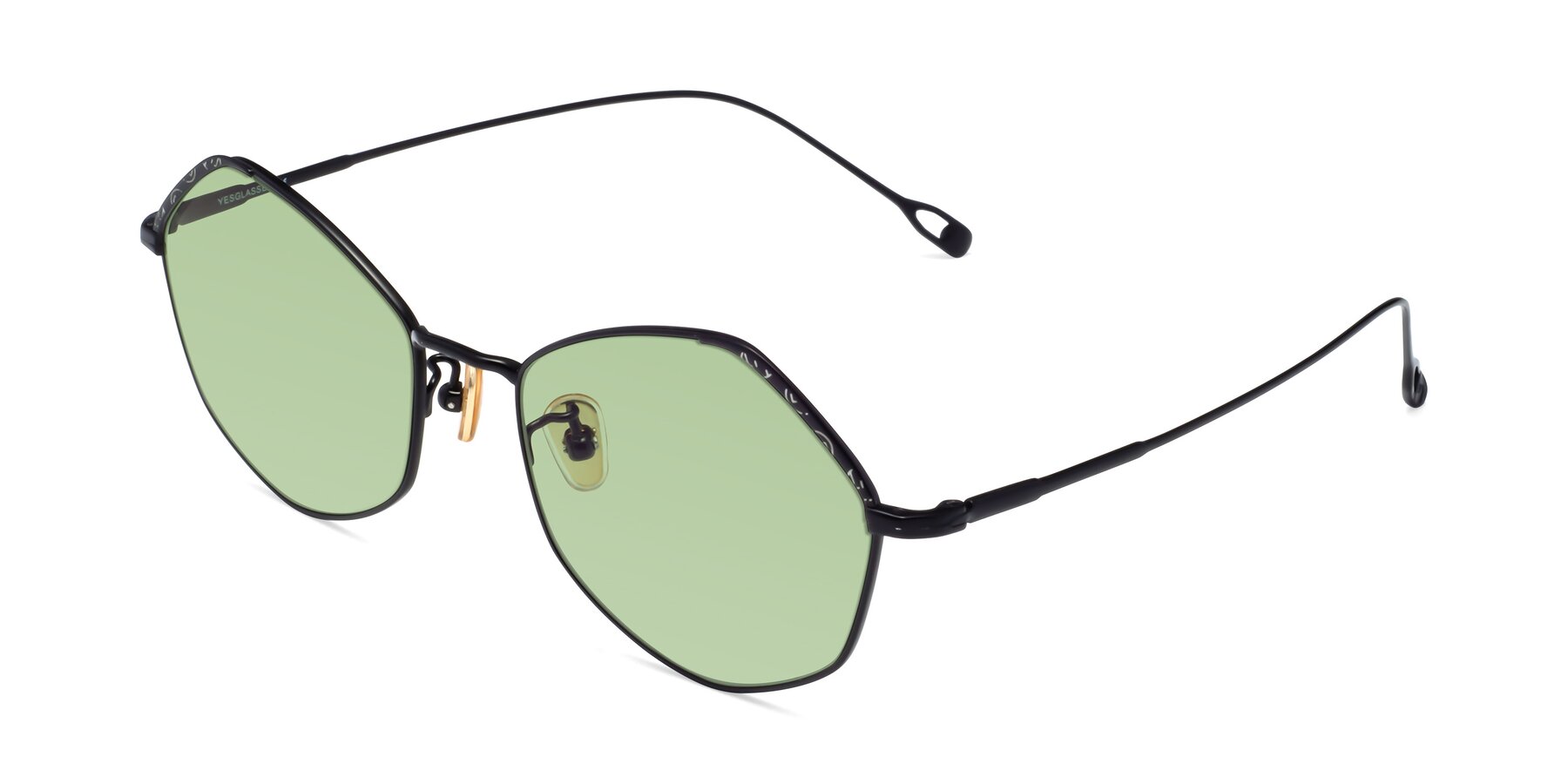 Angle of Phoenix in Black with Medium Green Tinted Lenses