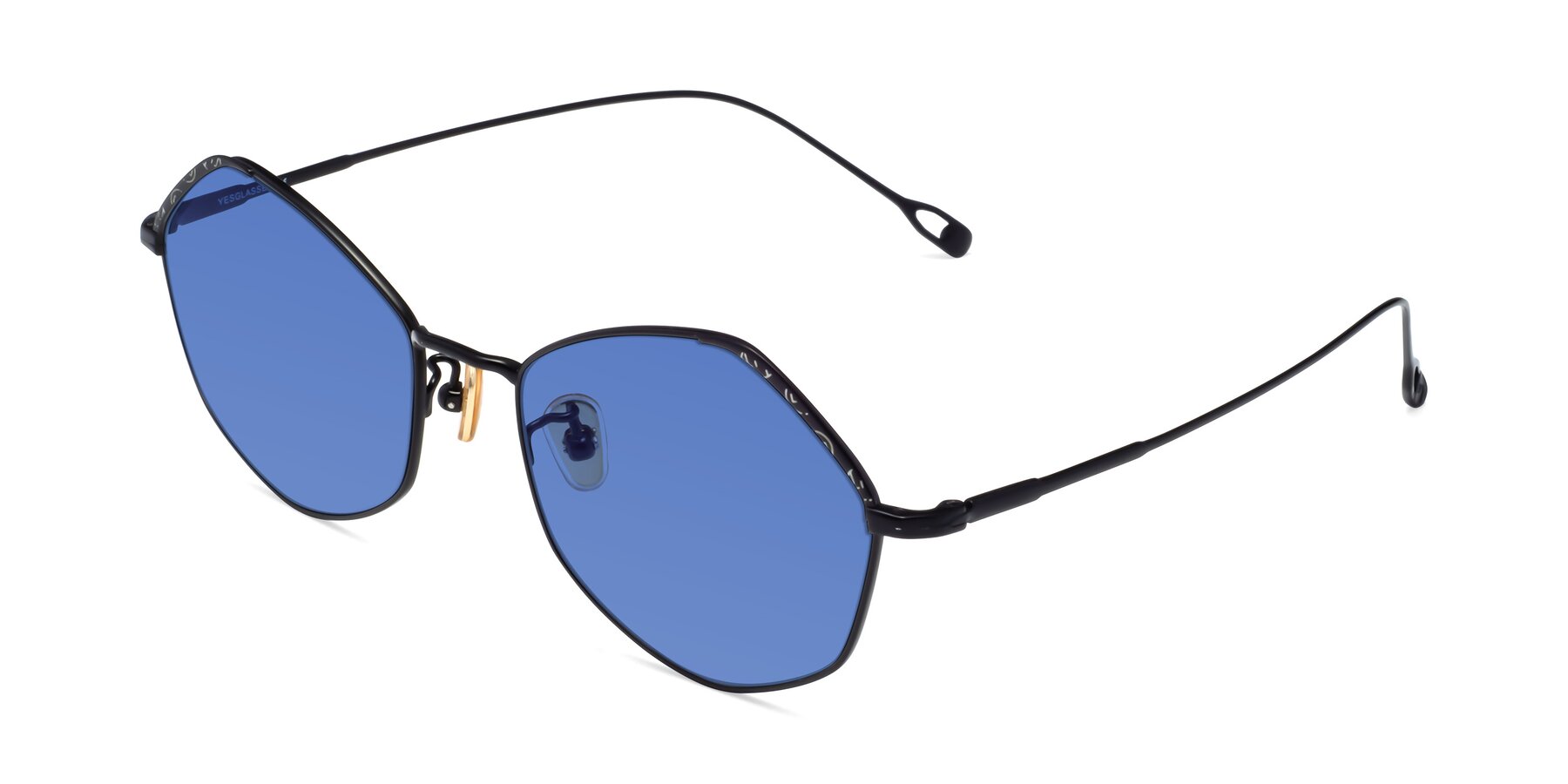 Angle of Phoenix in Black with Blue Tinted Lenses