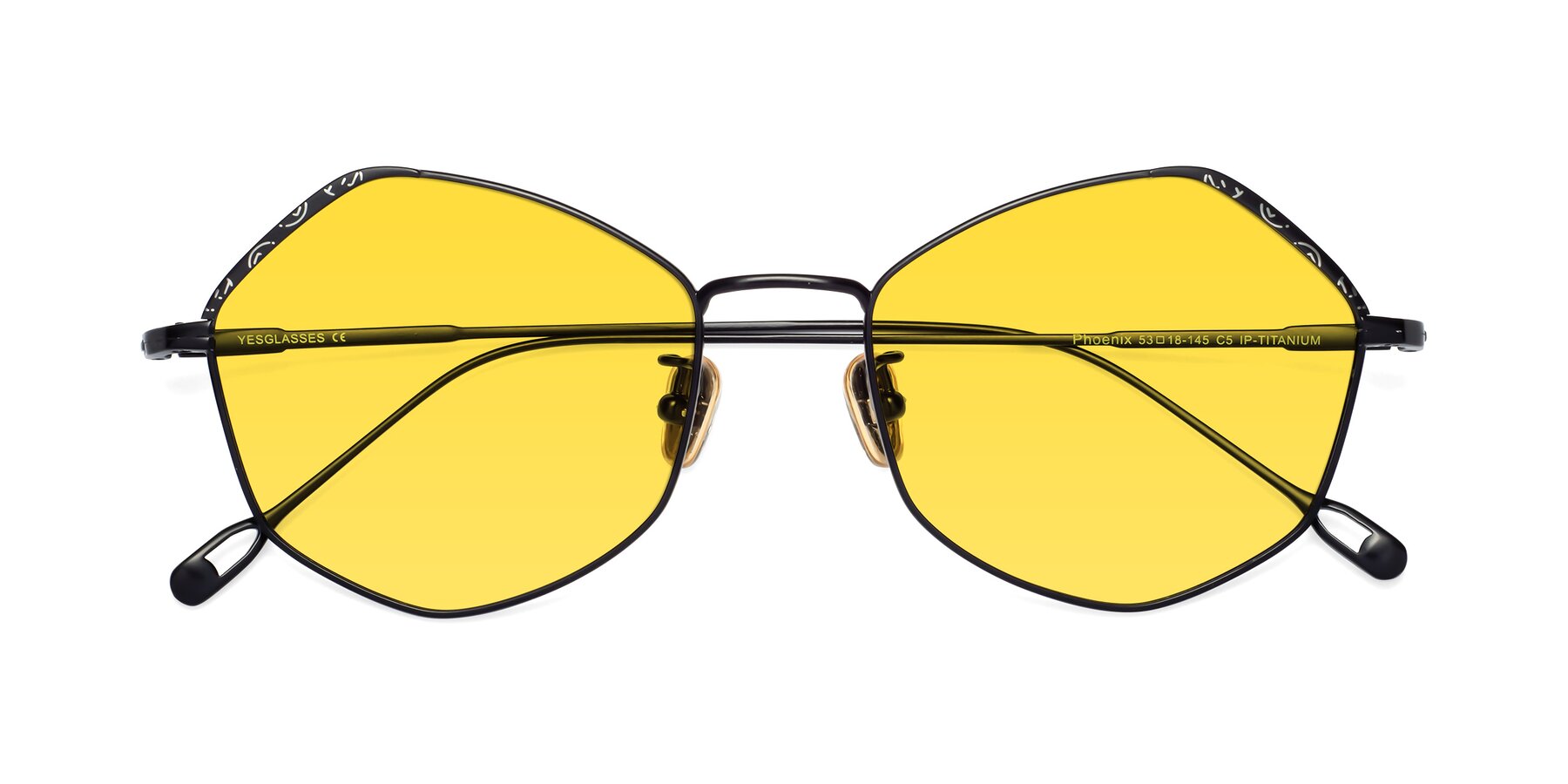 Folded Front of Phoenix in Black with Yellow Tinted Lenses