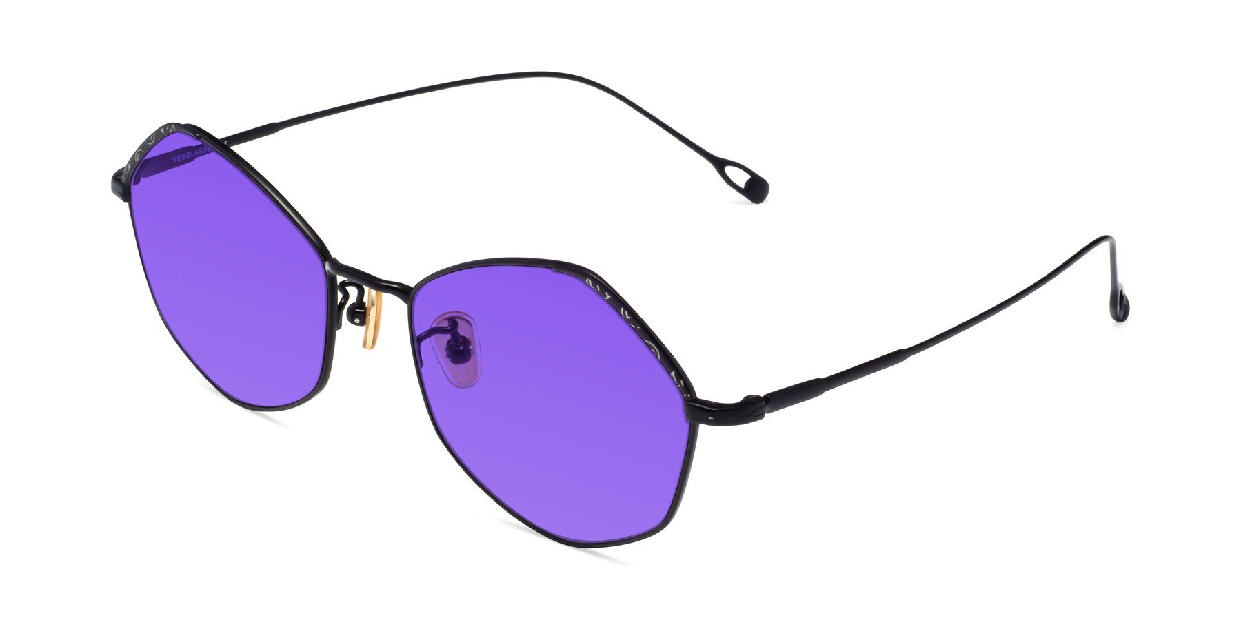 Angle of Phoenix in Black with Purple Tinted Lenses