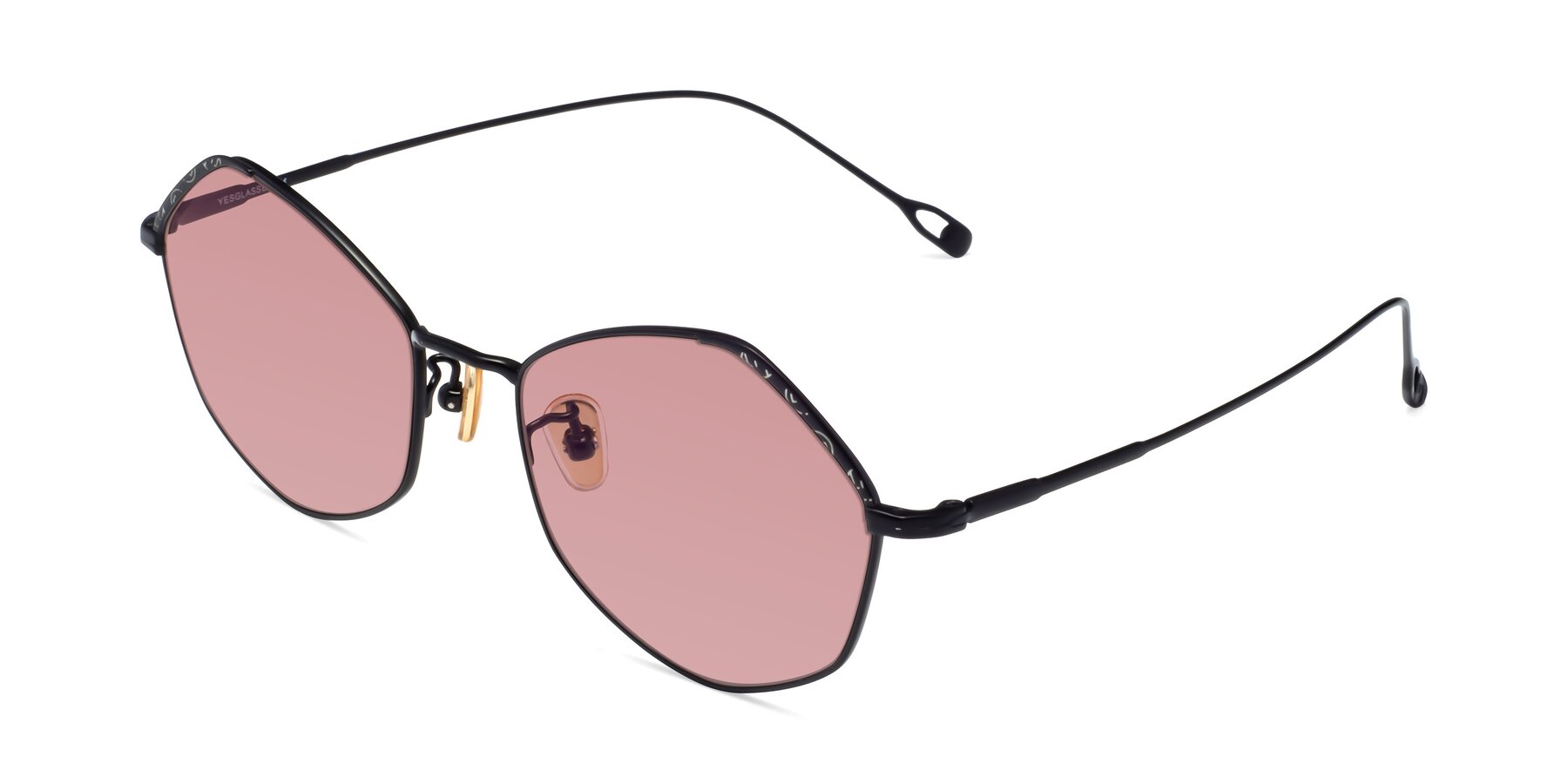 Angle of Phoenix in Black with Medium Garnet Tinted Lenses