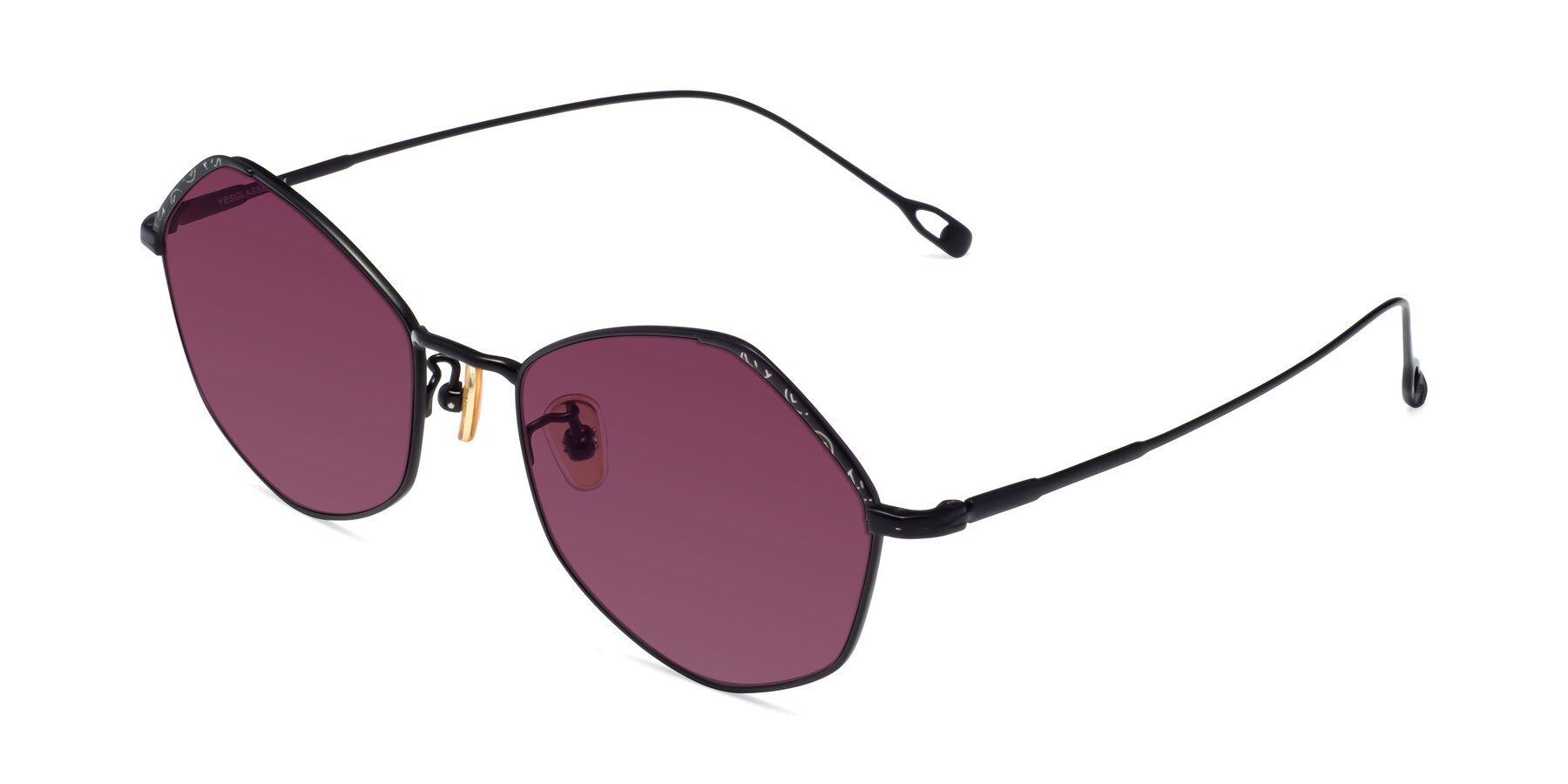 Angle of Phoenix in Black with Wine Tinted Lenses