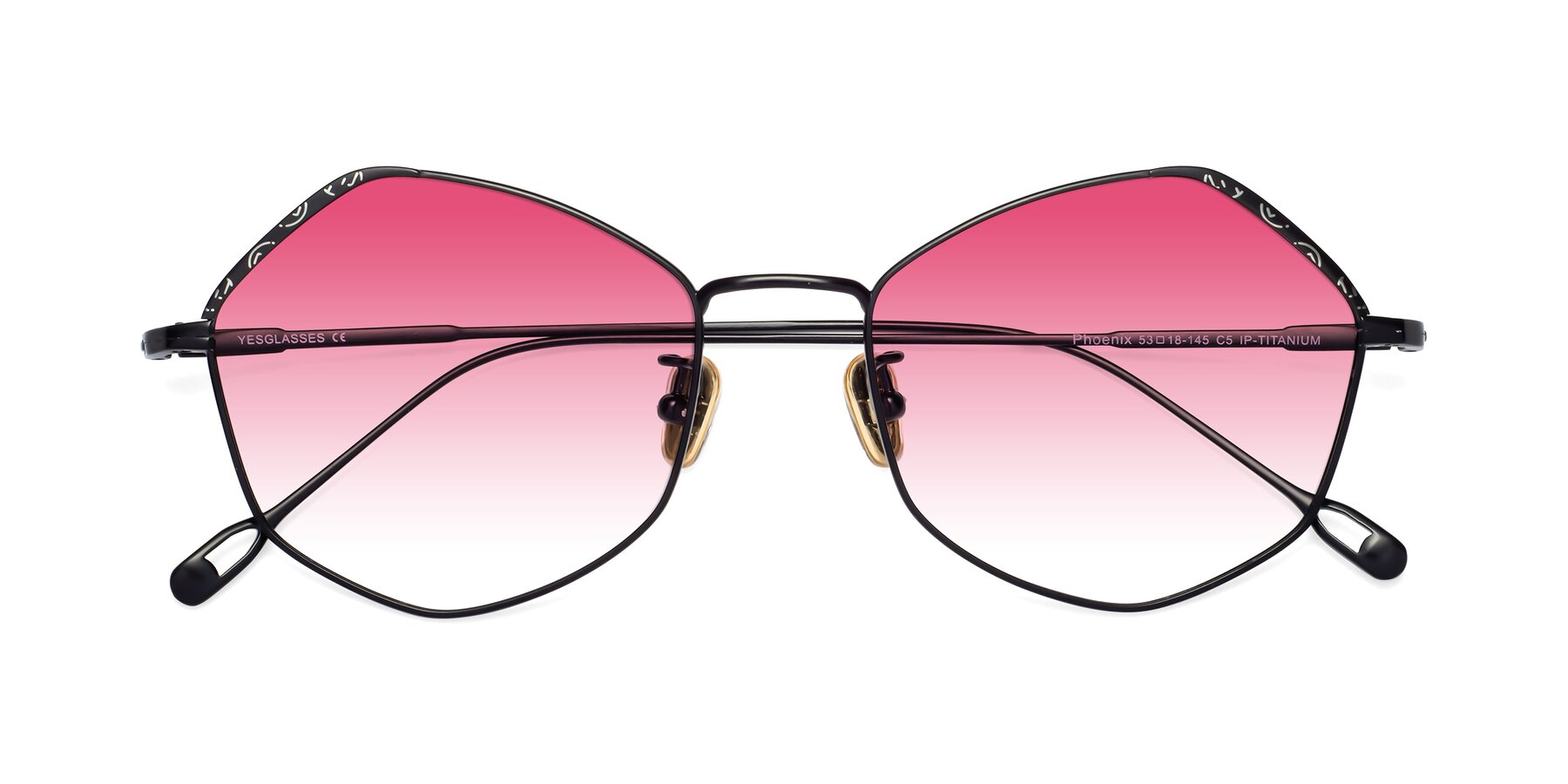 Folded Front of Phoenix in Black with Pink Gradient Lenses