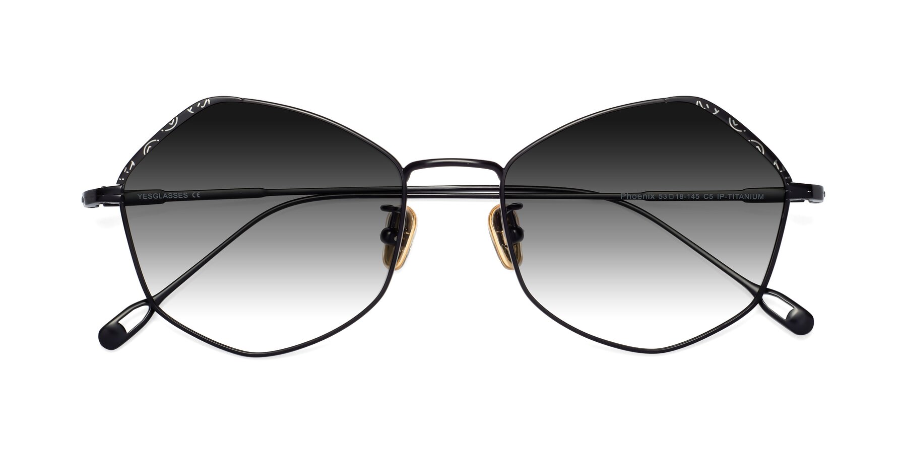 Folded Front of Phoenix in Black with Gray Gradient Lenses