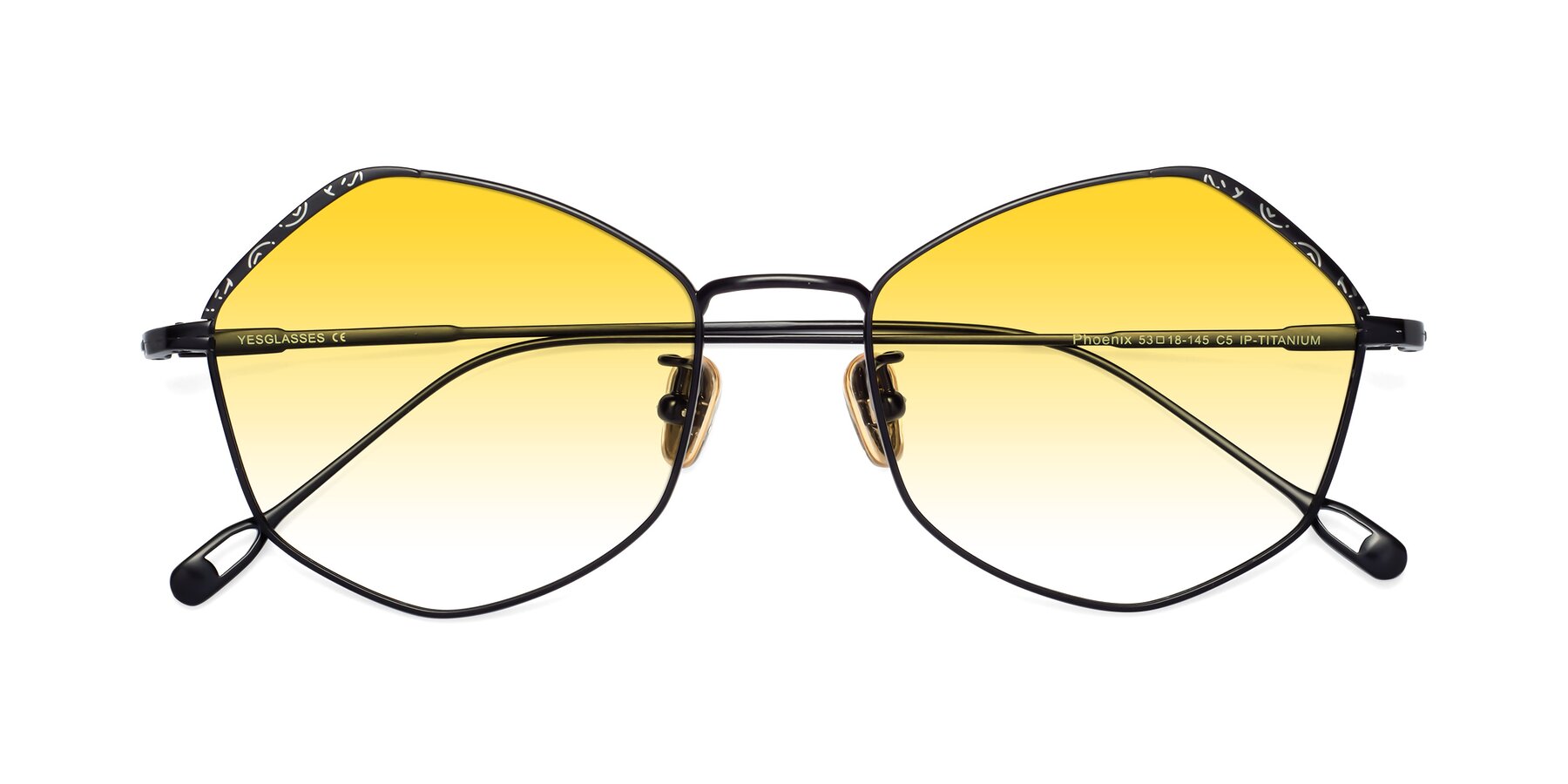 Folded Front of Phoenix in Black with Yellow Gradient Lenses