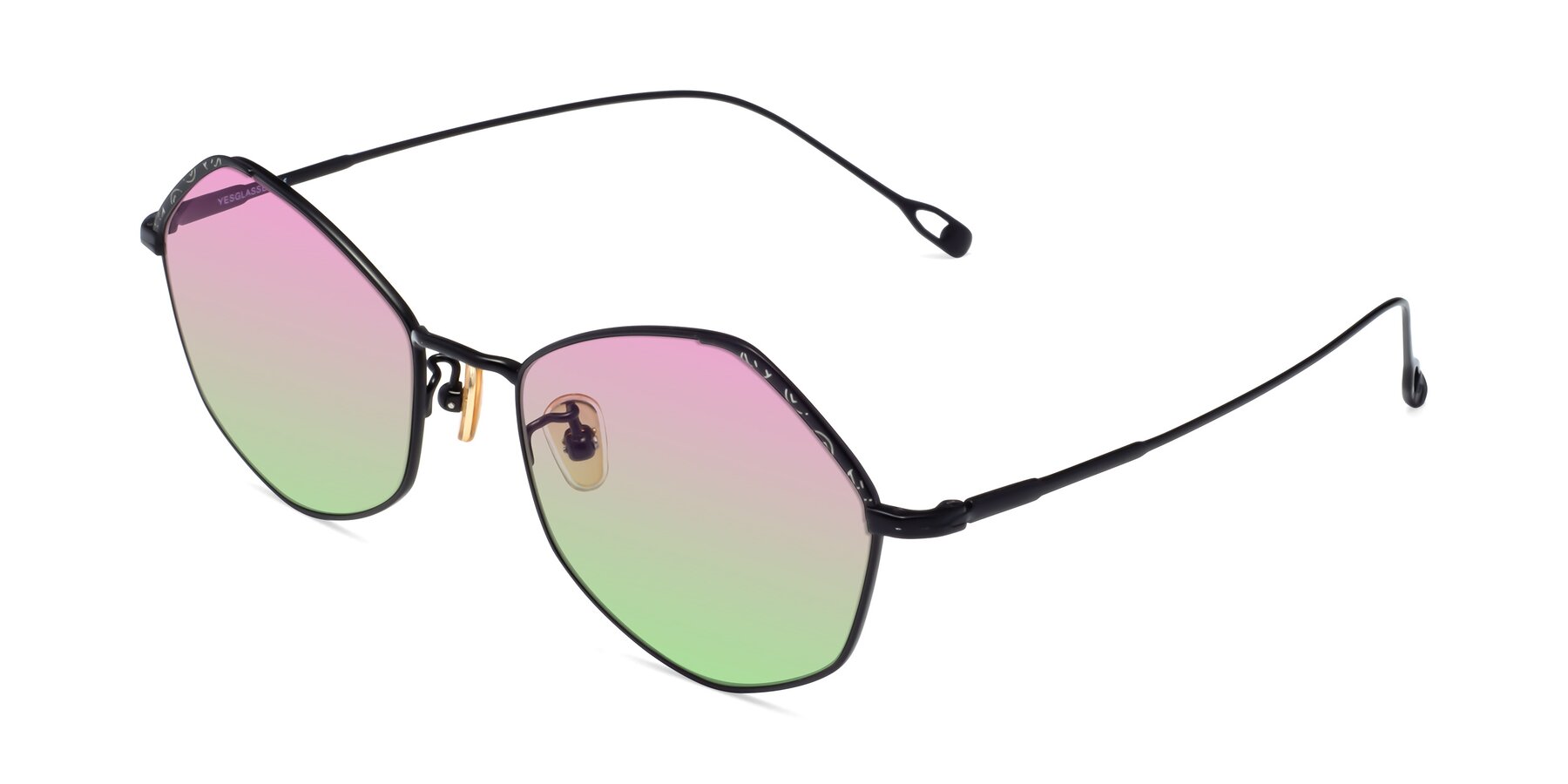 Angle of Phoenix in Black with Pink / Green Gradient Lenses