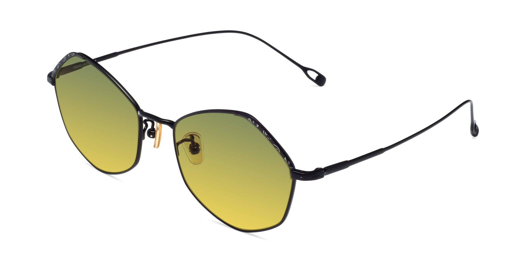 Angle of Phoenix in Black with Green / Yellow Gradient Lenses