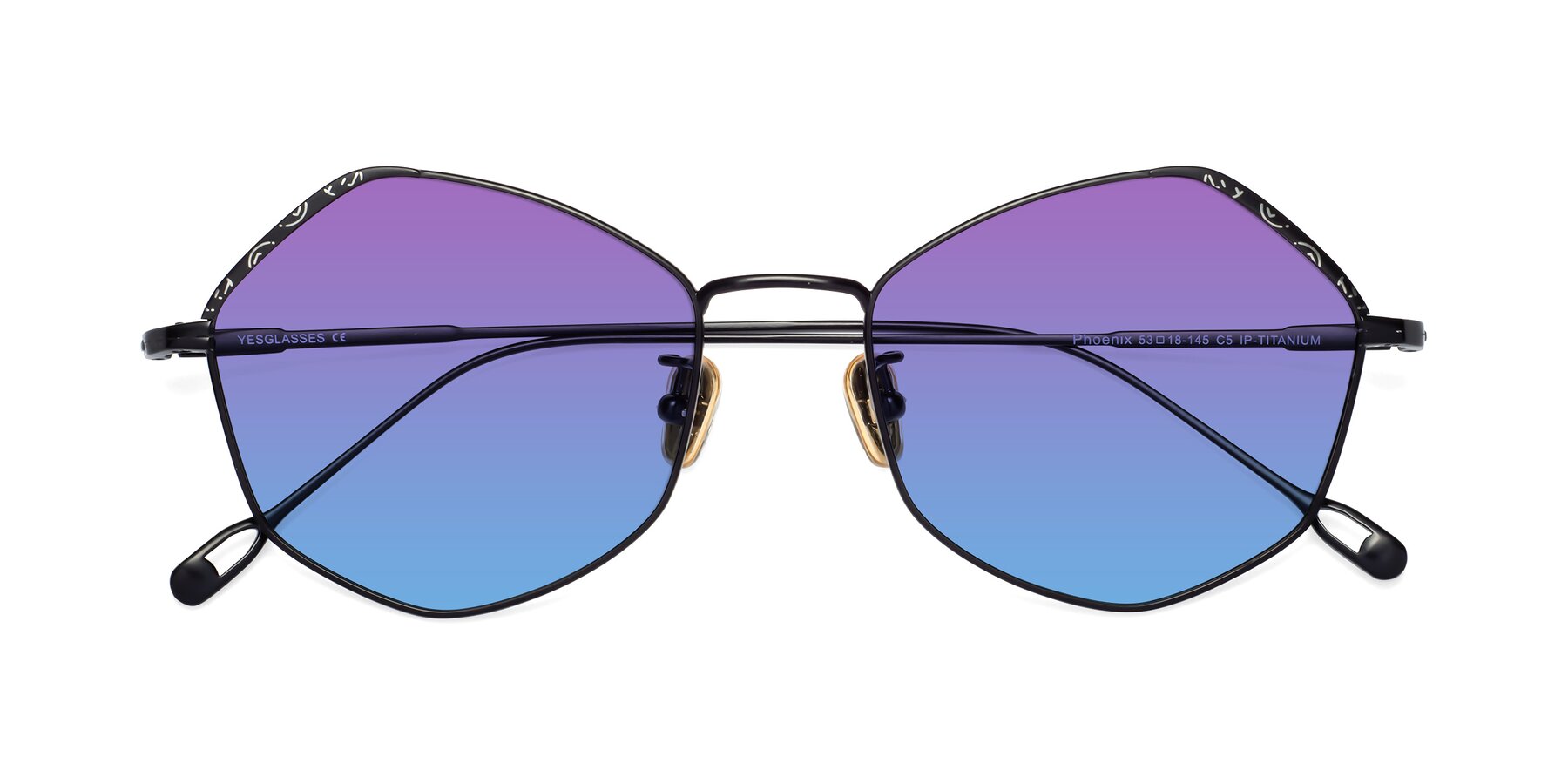 Folded Front of Phoenix in Black with Purple / Blue Gradient Lenses