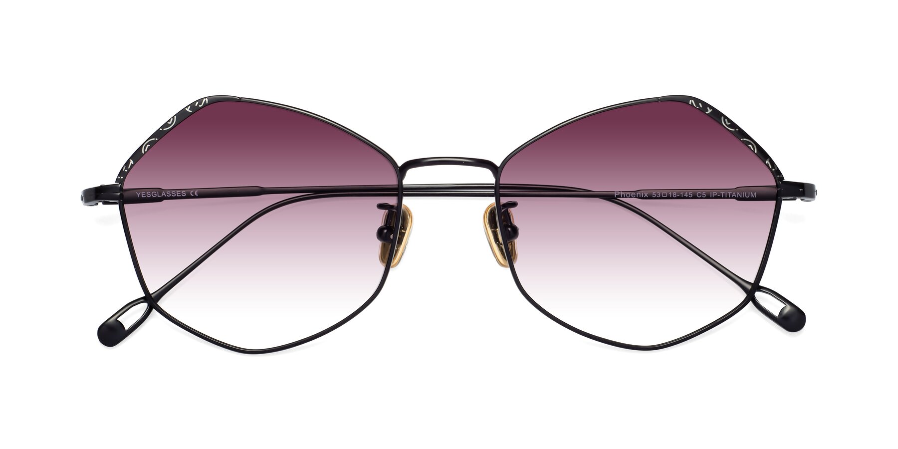 Folded Front of Phoenix in Black with Wine Gradient Lenses