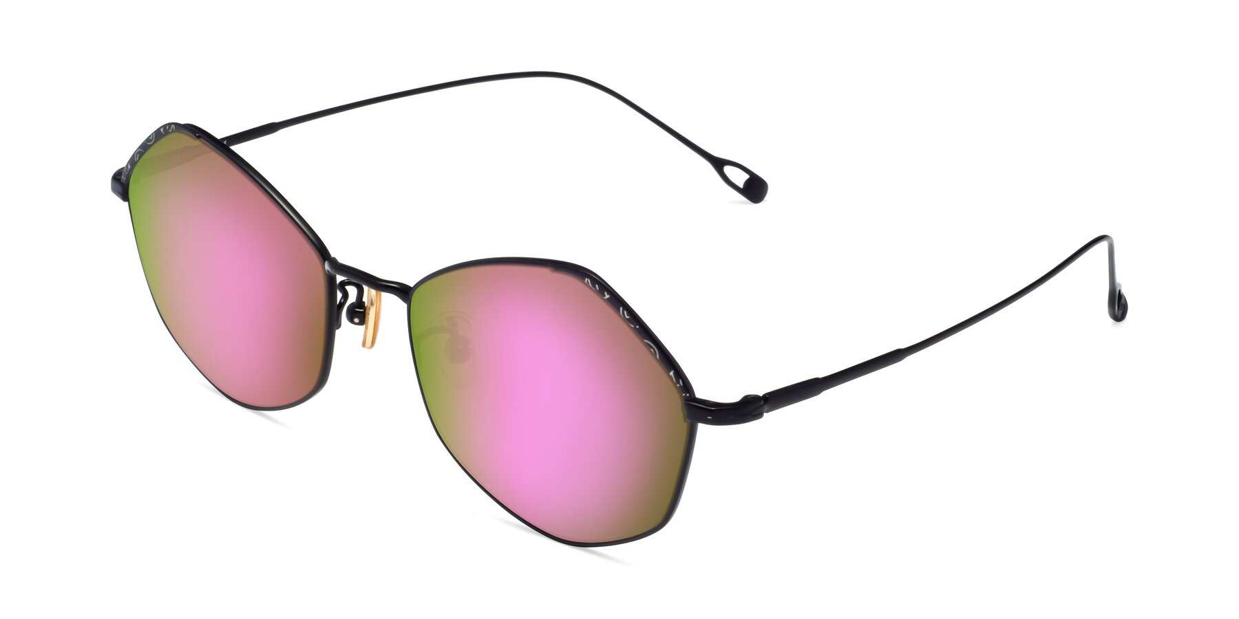 Angle of Phoenix in Black with Pink Mirrored Lenses