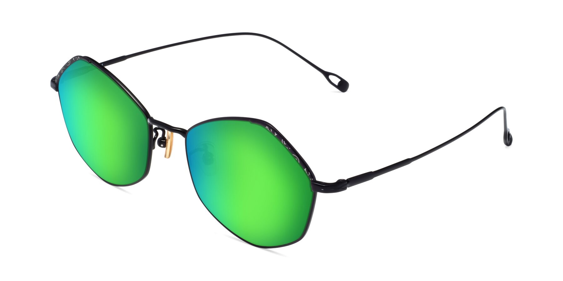 Angle of Phoenix in Black with Green Mirrored Lenses
