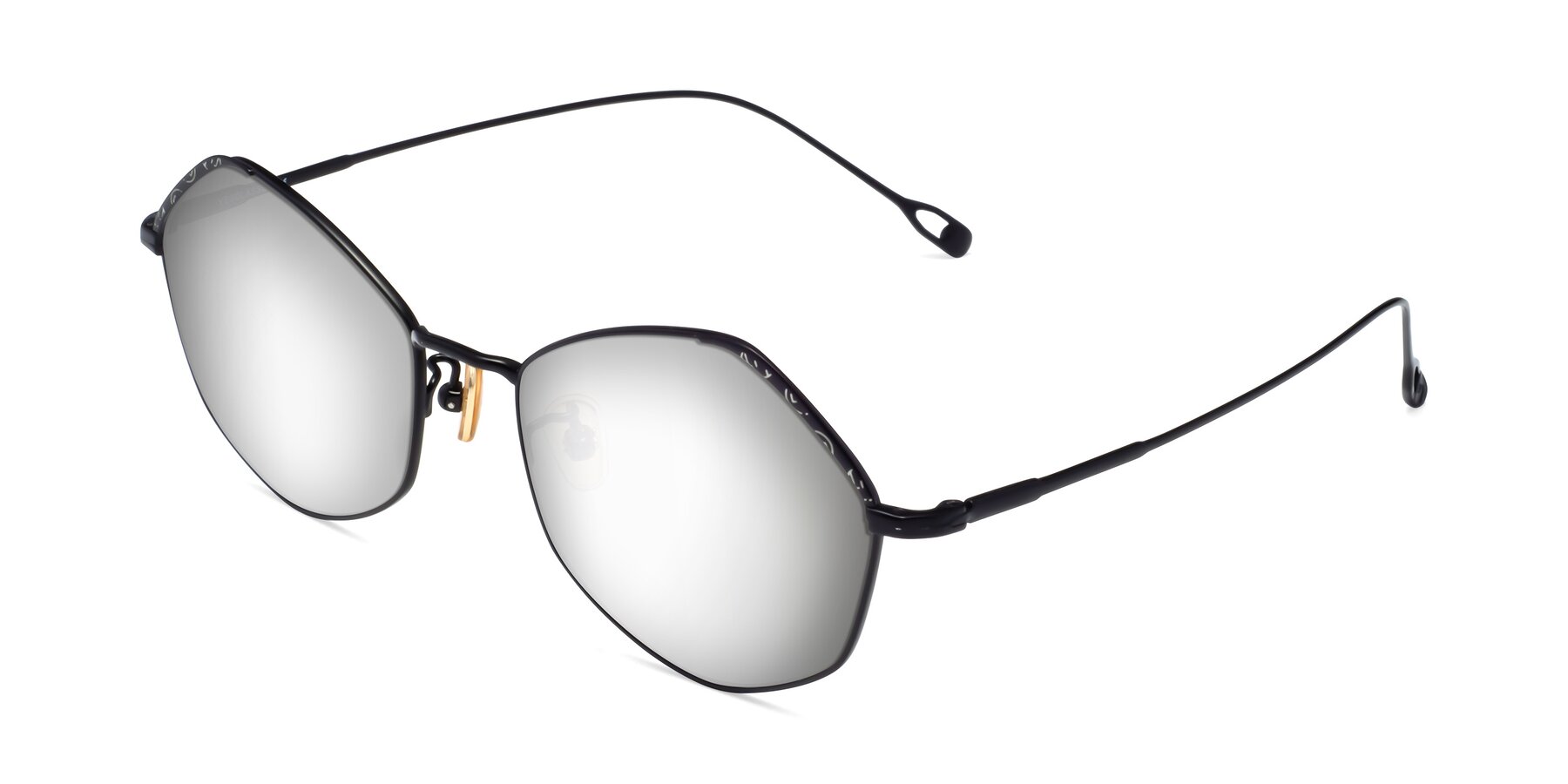 Angle of Phoenix in Black with Silver Mirrored Lenses