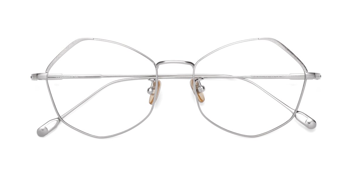 Silver RetroVintage Titanium Geometric Eyeglasses Phoenix