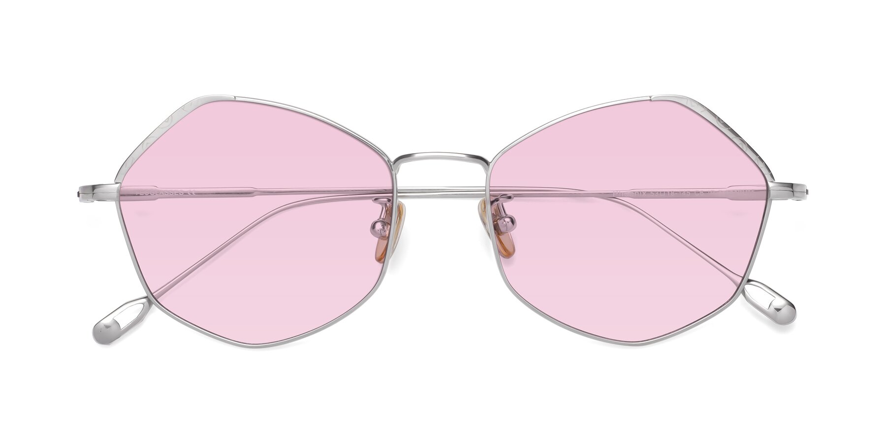 Folded Front of Phoenix in Silver with Light Pink Tinted Lenses