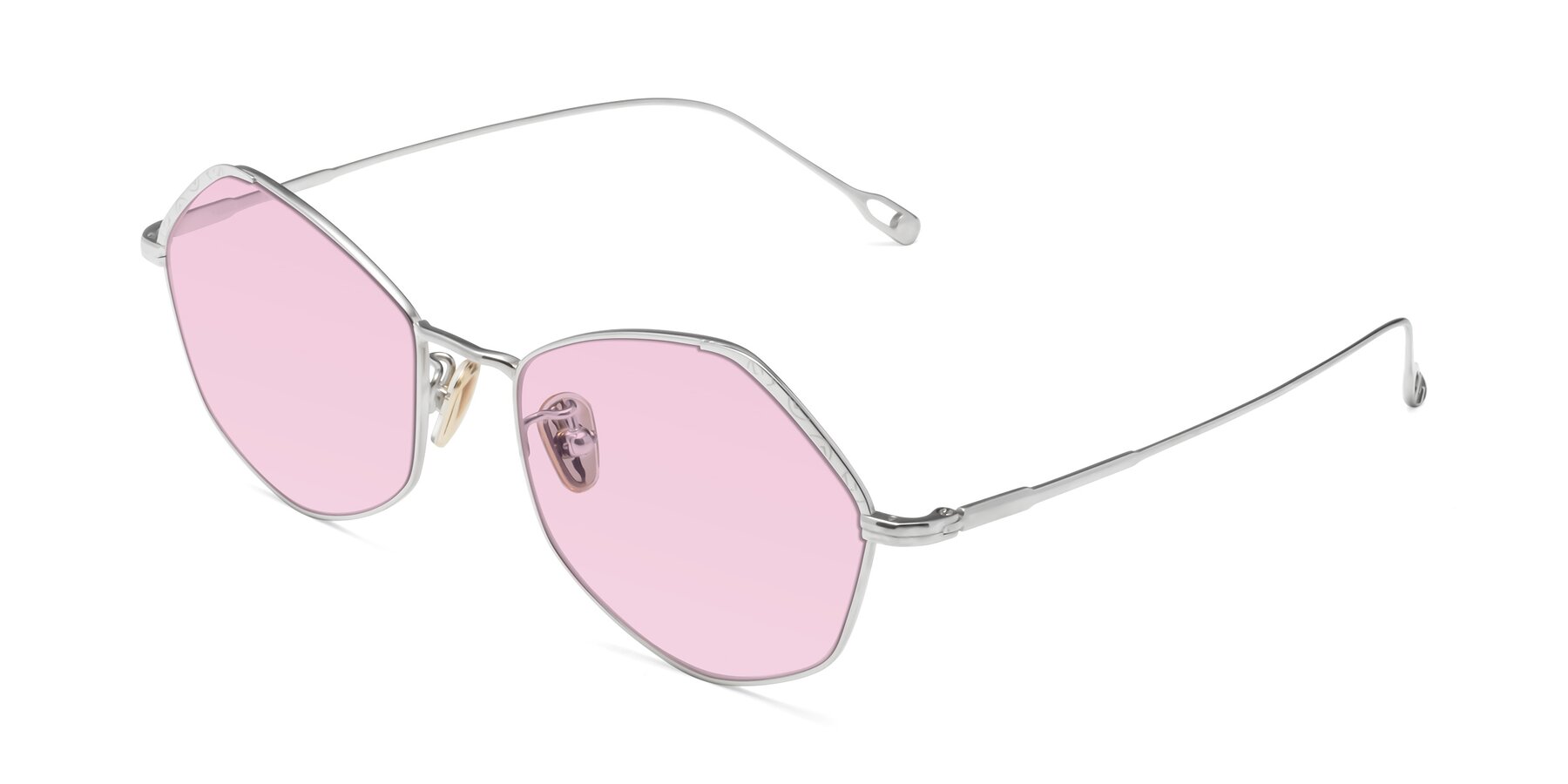 Angle of Phoenix in Silver with Light Pink Tinted Lenses