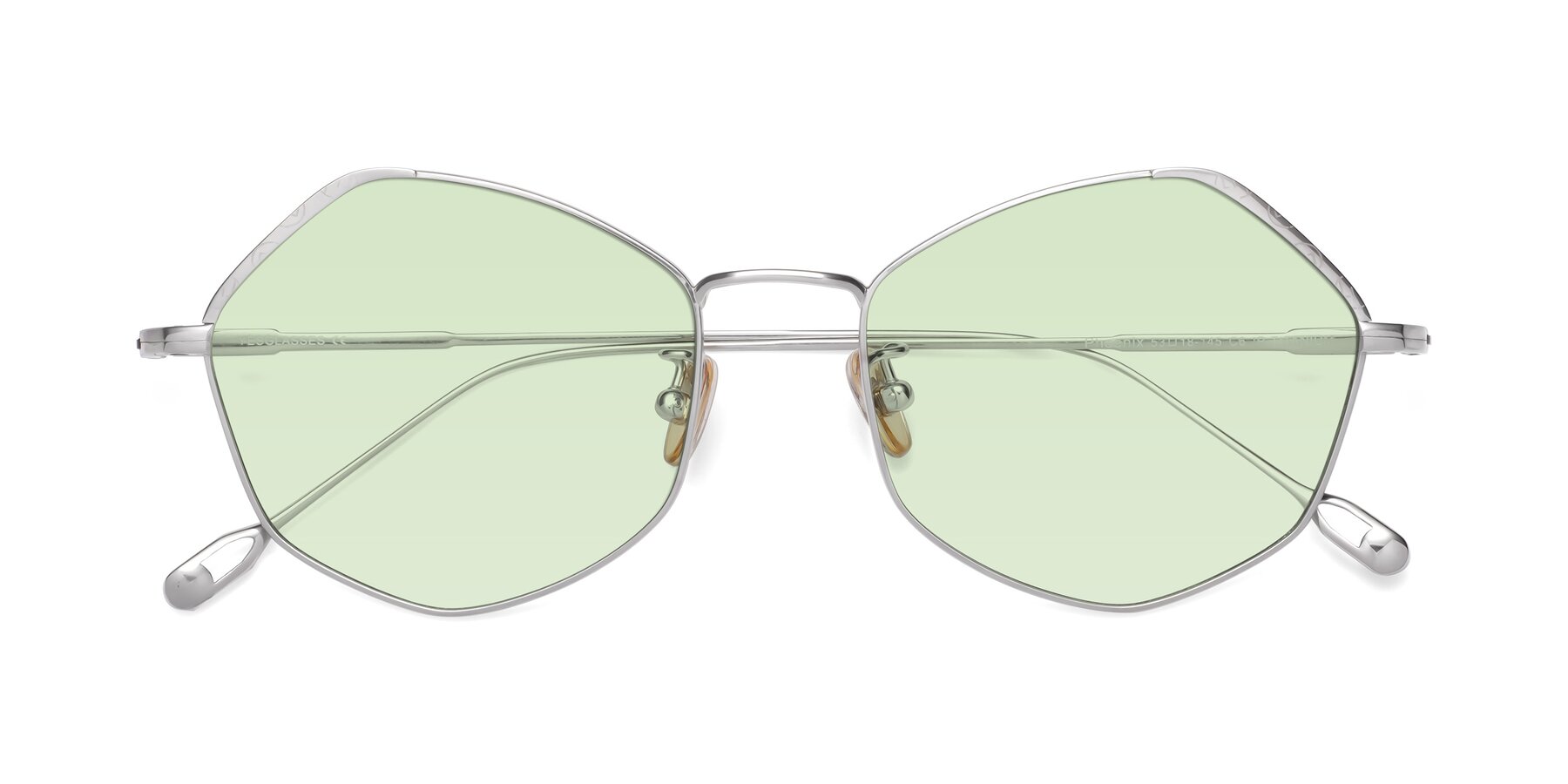 Folded Front of Phoenix in Silver with Light Green Tinted Lenses