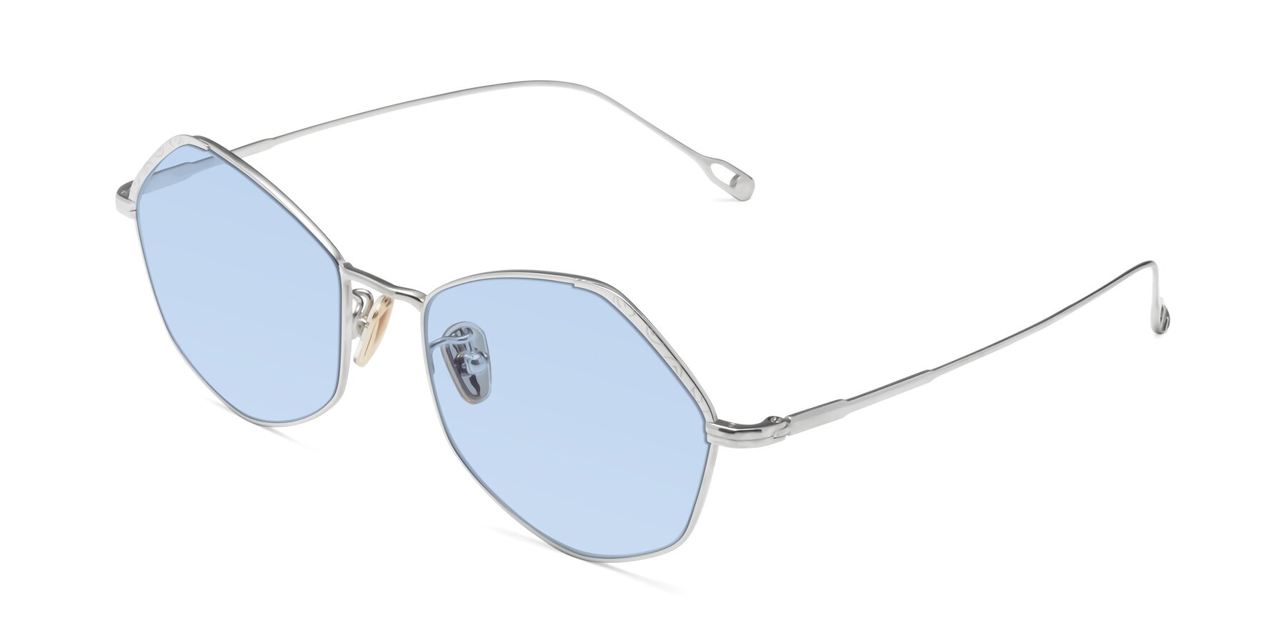 Angle of Phoenix in Silver with Light Blue Tinted Lenses