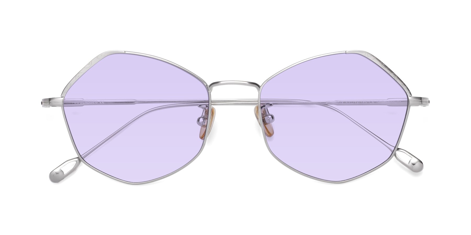 Folded Front of Phoenix in Silver with Light Purple Tinted Lenses