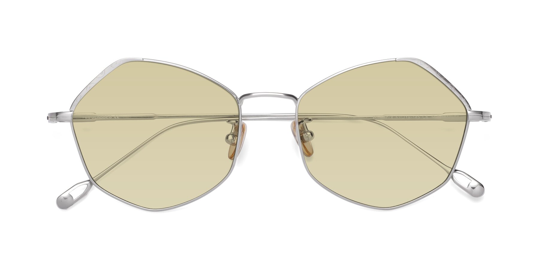 Folded Front of Phoenix in Silver with Light Champagne Tinted Lenses