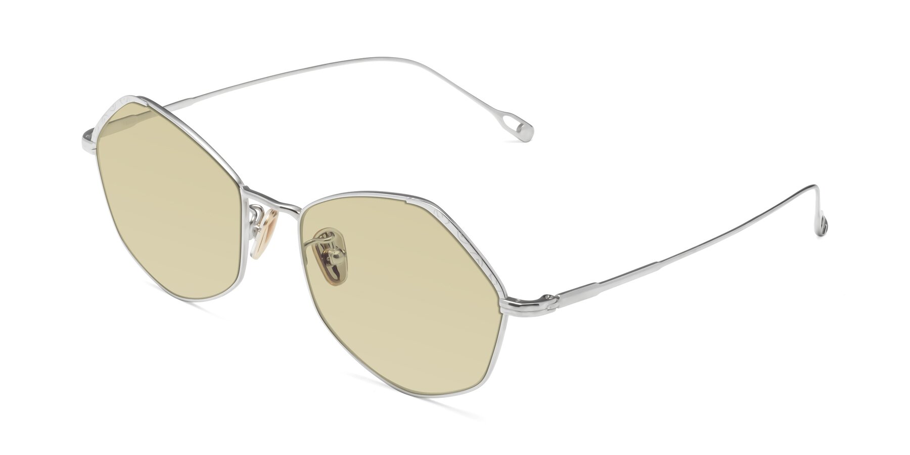 Angle of Phoenix in Silver with Light Champagne Tinted Lenses