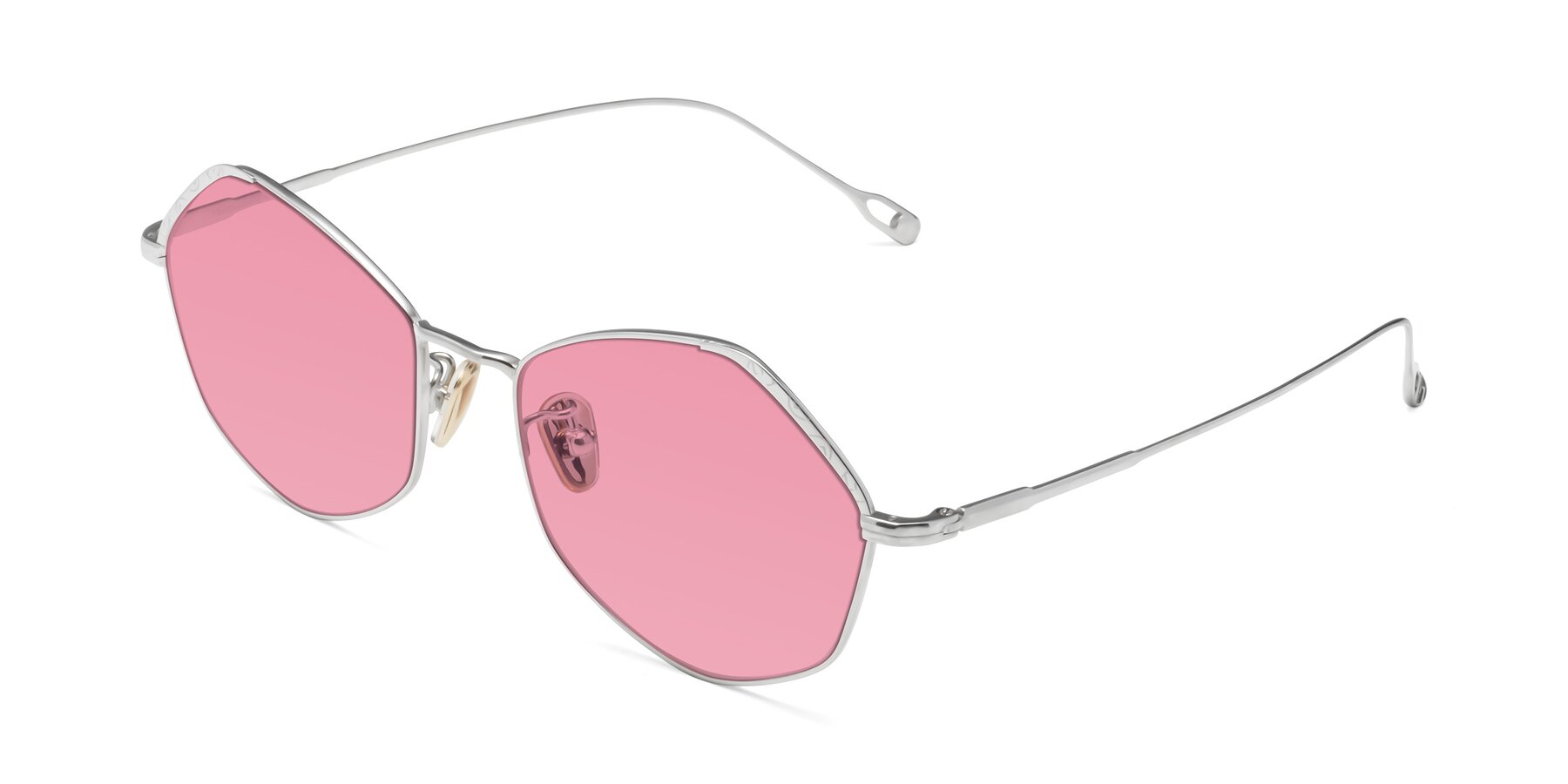 Angle of Phoenix in Silver with Pink Tinted Lenses