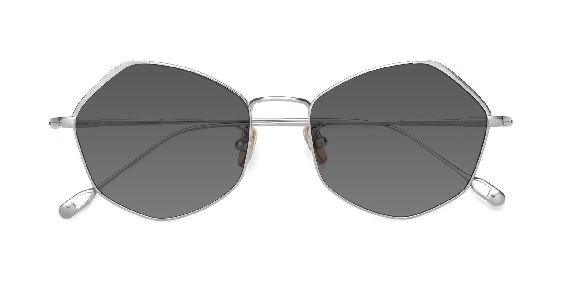 Folded Front of Phoenix in Silver with Medium Gray Tinted Lenses