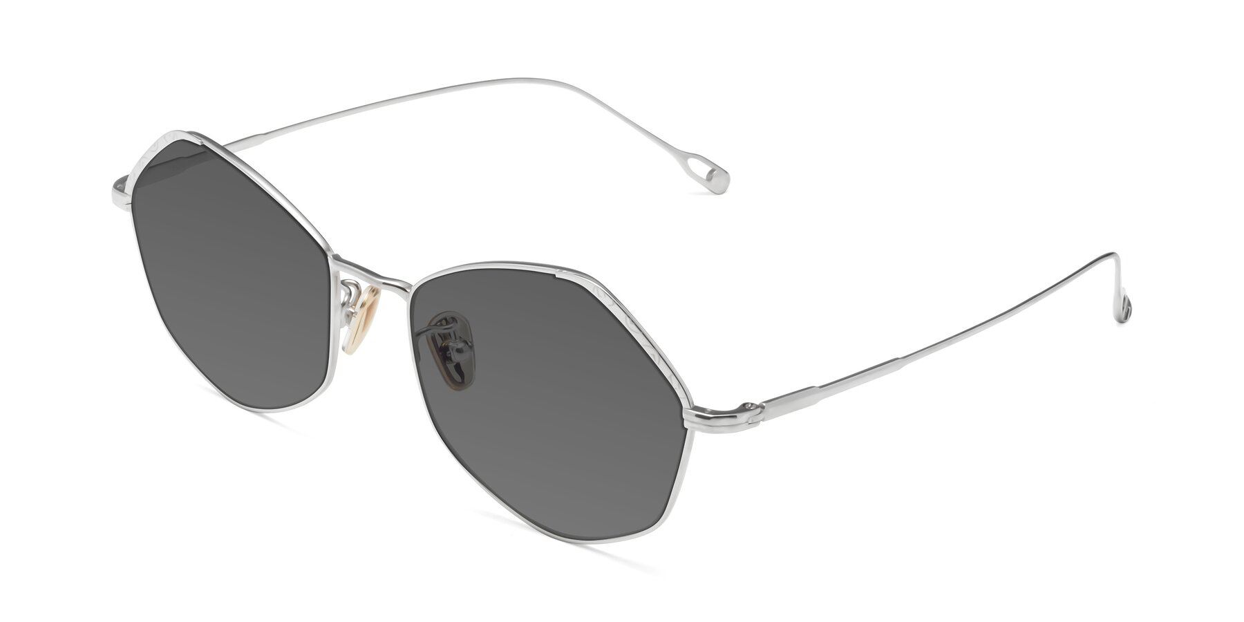 Angle of Phoenix in Silver with Medium Gray Tinted Lenses
