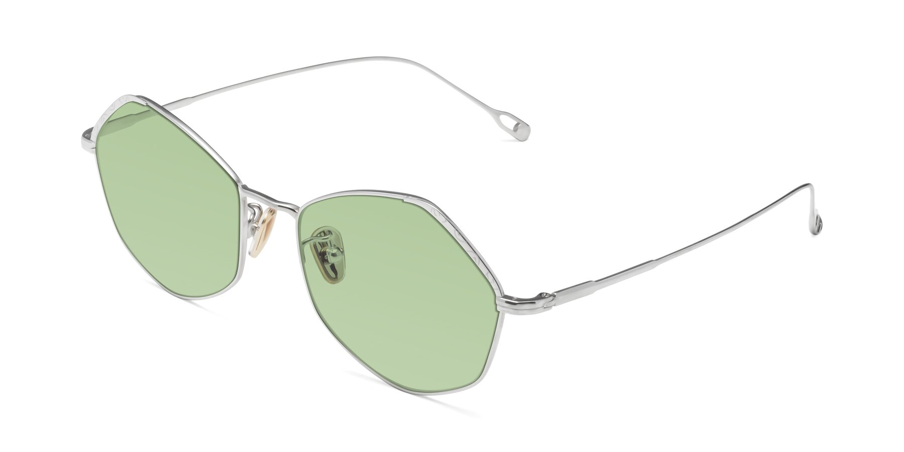 Angle of Phoenix in Silver with Medium Green Tinted Lenses