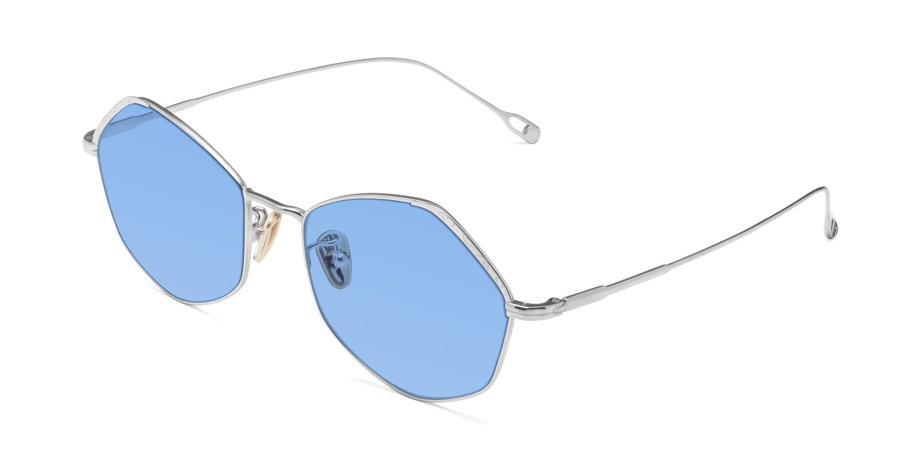 Angle of Phoenix in Silver with Medium Blue Tinted Lenses