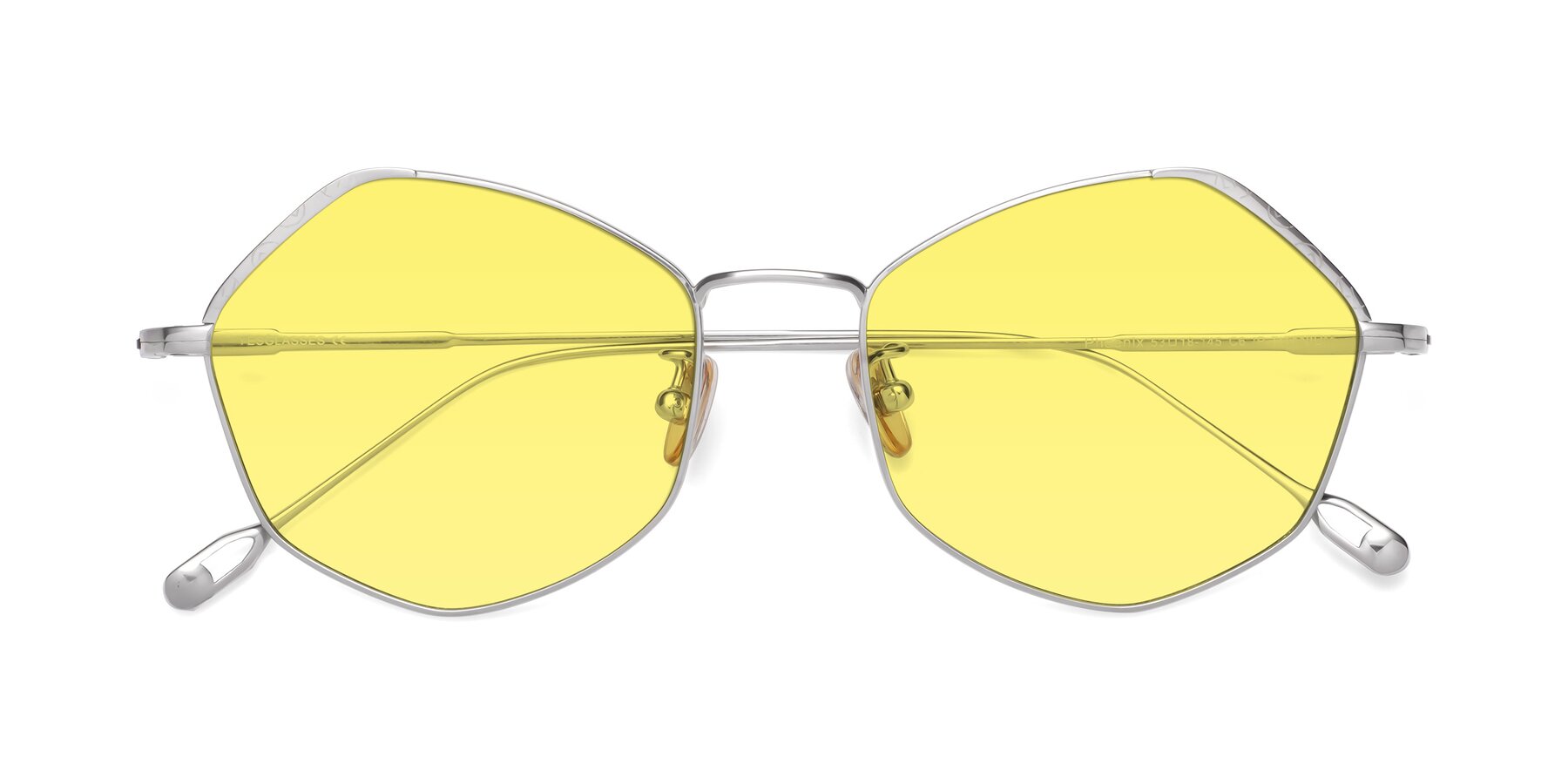Folded Front of Phoenix in Silver with Medium Yellow Tinted Lenses