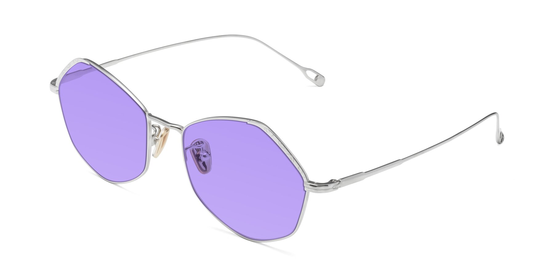 Angle of Phoenix in Silver with Medium Purple Tinted Lenses