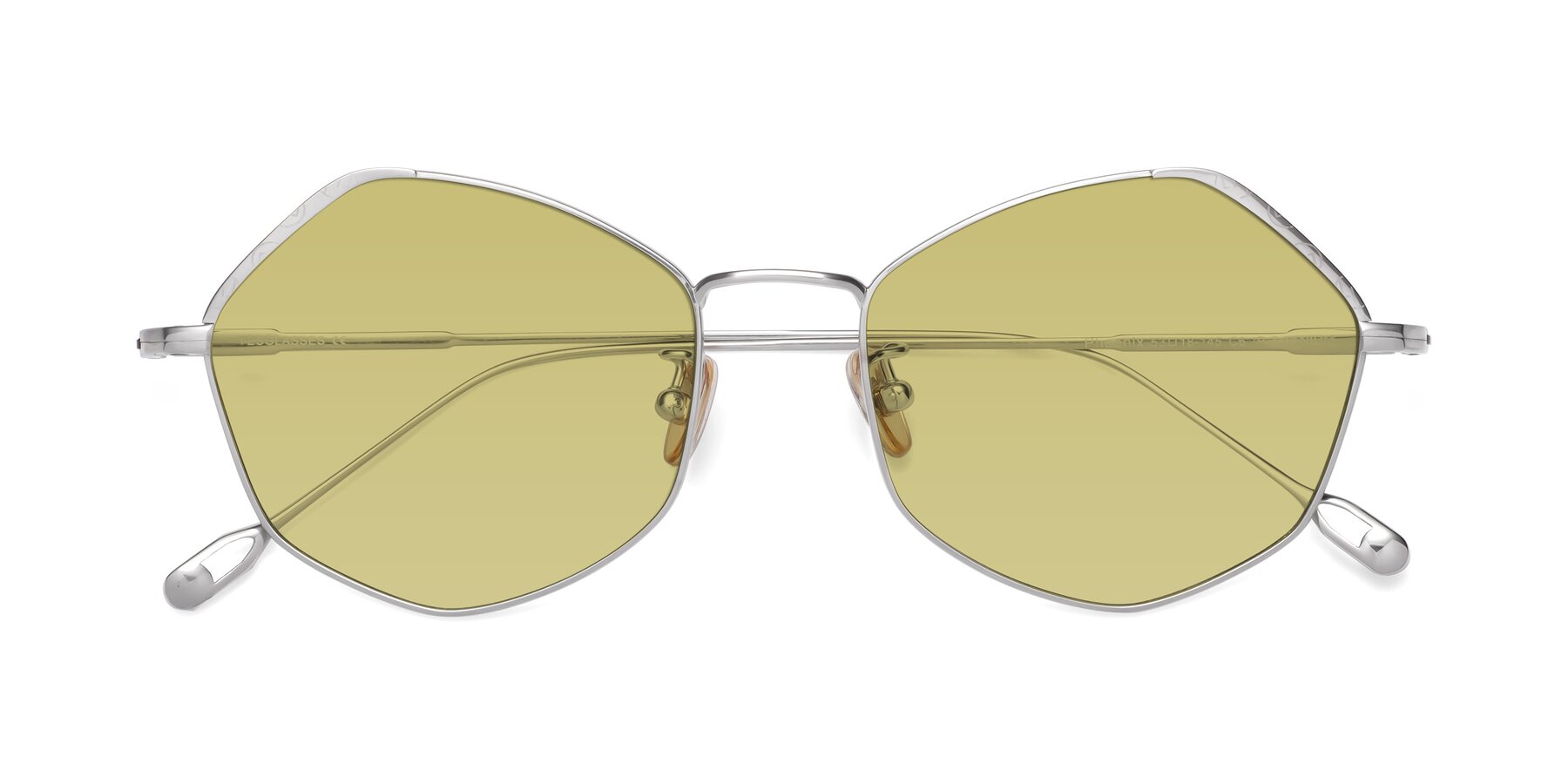 Folded Front of Phoenix in Silver with Medium Champagne Tinted Lenses