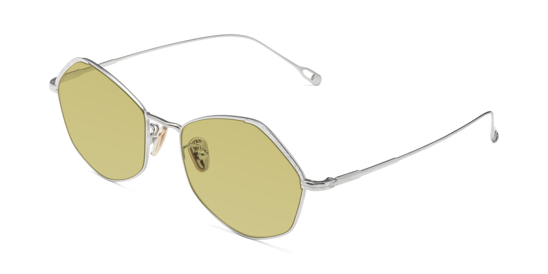 Angle of Phoenix in Silver with Medium Champagne Tinted Lenses