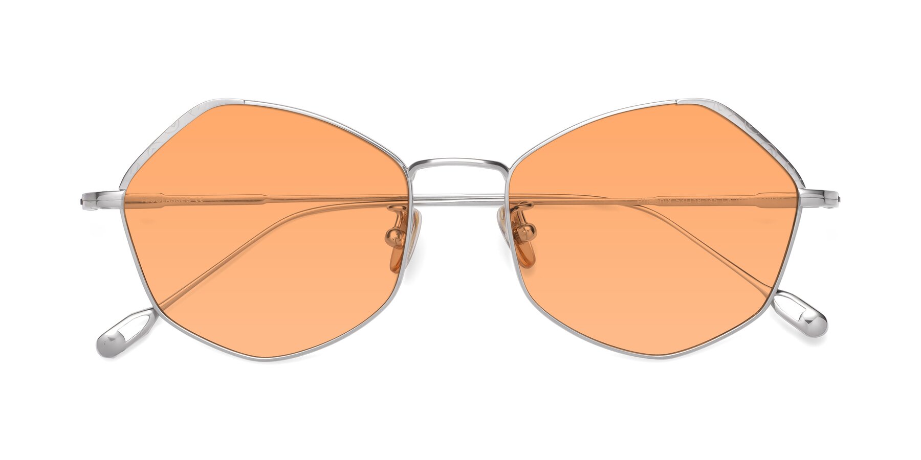 Folded Front of Phoenix in Silver with Medium Orange Tinted Lenses