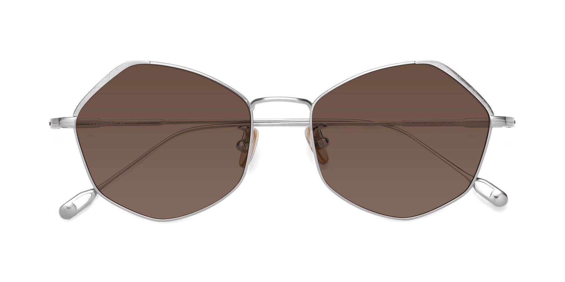 Folded Front of Phoenix in Silver with Brown Tinted Lenses